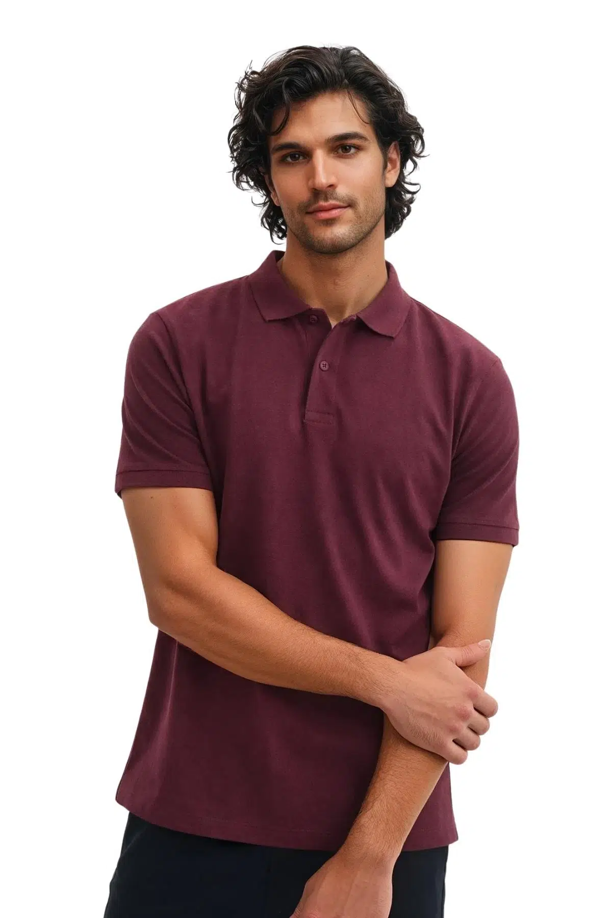 Ar-ma Erkek Battal Büyük Beden Polo Yaka Tişört Regular Fit %100 Pamuk Pike Basic Y29374870302 - Bordo-B1