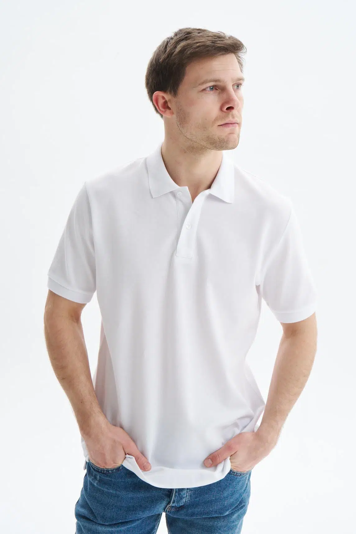 Ar-ma Erkek Battal Büyük Beden Polo Yaka Tişört Regular Fit %100 Pamuk Pike Basic Y29374870302 - Beyaz-B1