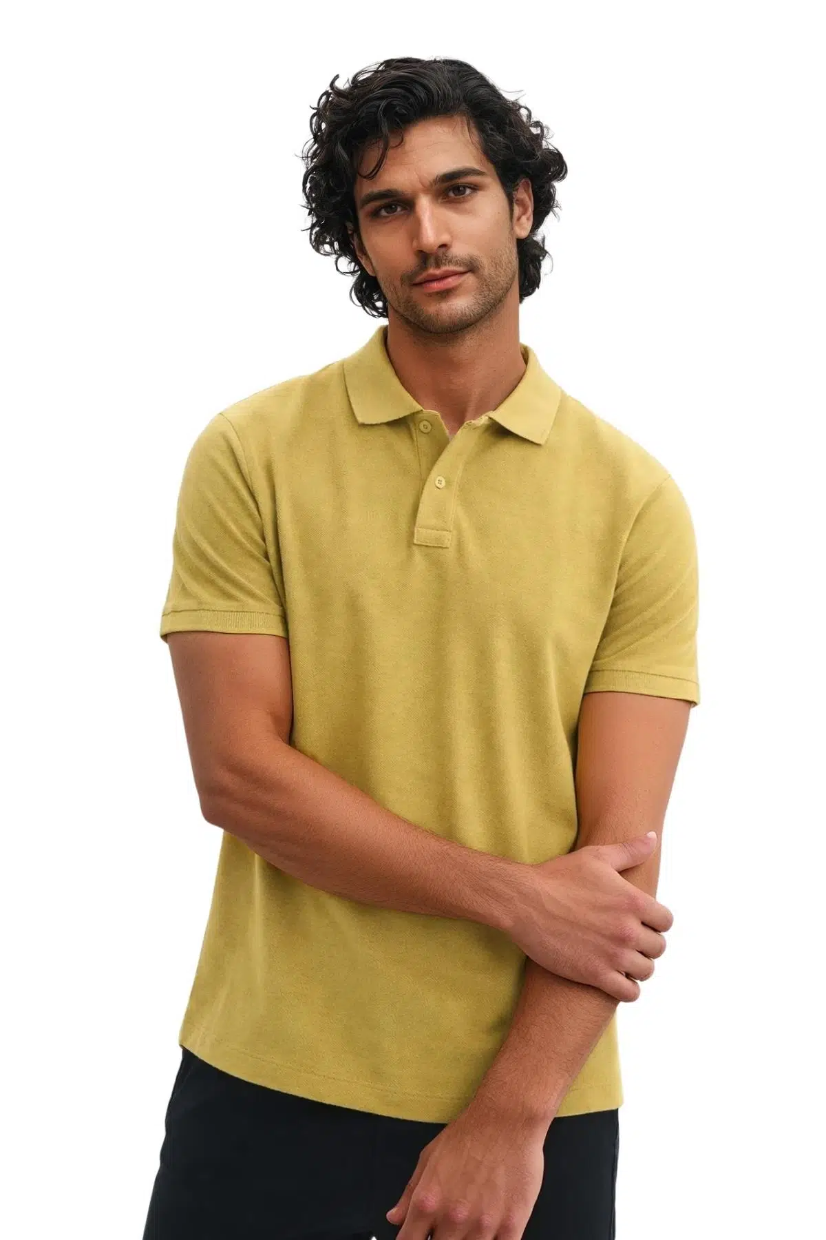 Ar-ma Erkek Battal Büyük Beden Polo Yaka Tişört Regular Fit %100 Pamuk Pike Basic Y29374870302 - Hardal Sarısı-H1