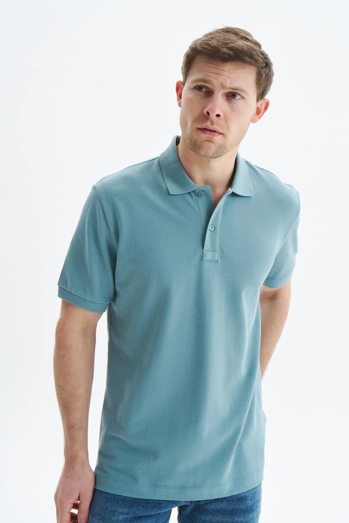 Ar-ma Erkek Battal Büyük Beden Polo Yaka Tişört Regular Fit %100 Pamuk Pike Basic Y29374870302 - Mavi-M24