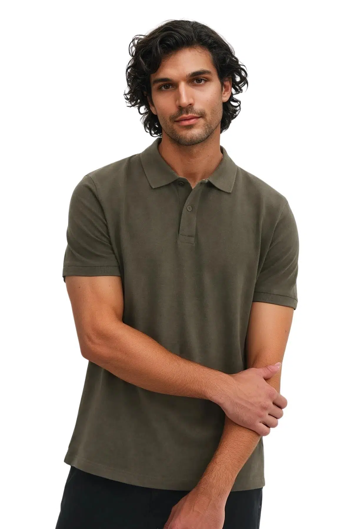 Ar-ma Erkek Battal Büyük Beden Polo Yaka Tişört Regular Fit %100 Pamuk Pike Basic Y29374870302 - Haki-H4