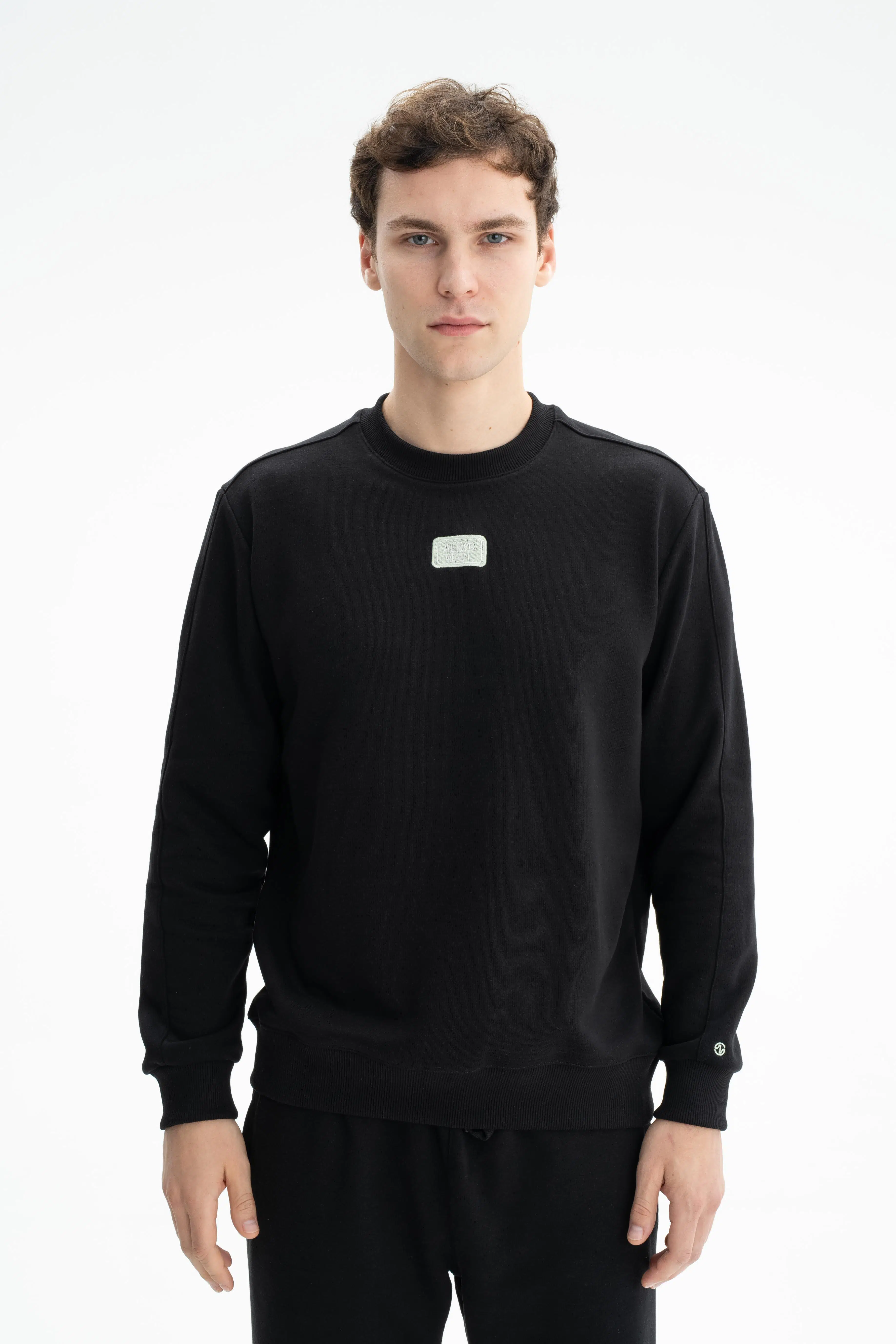 Ar-ma Erkek Bisiklet Yaka Sweatshirt Basic Baskisiz Cepsiz Regular Fit 3 İplik Şardonsuz K26124601401 - Siyah-S1