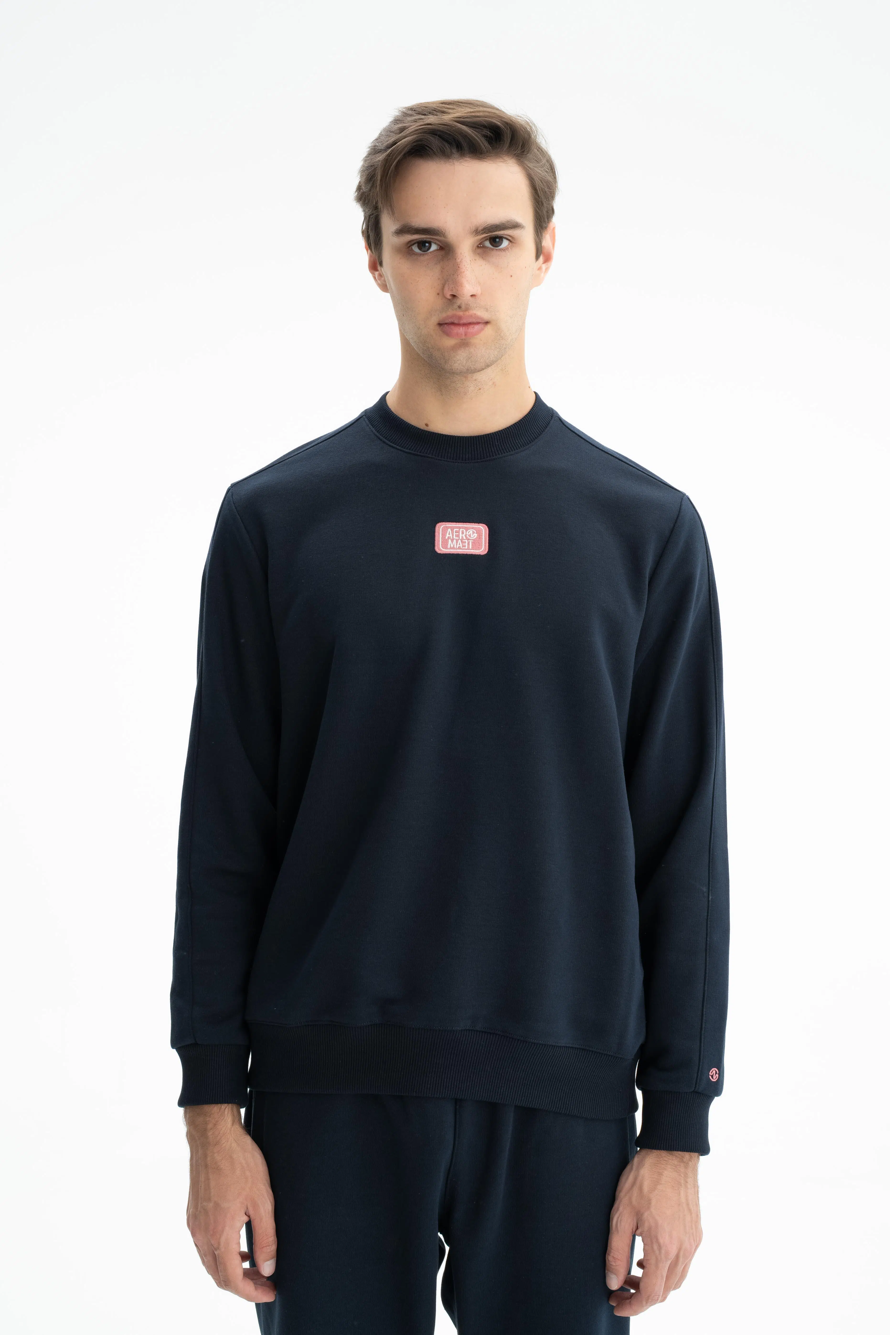 Ar-ma Erkek Bisiklet Yaka Sweatshirt Basic Baskisiz Cepsiz Regular Fit 3 İplik Şardonsuz K26124601401 - Lacivert-L1