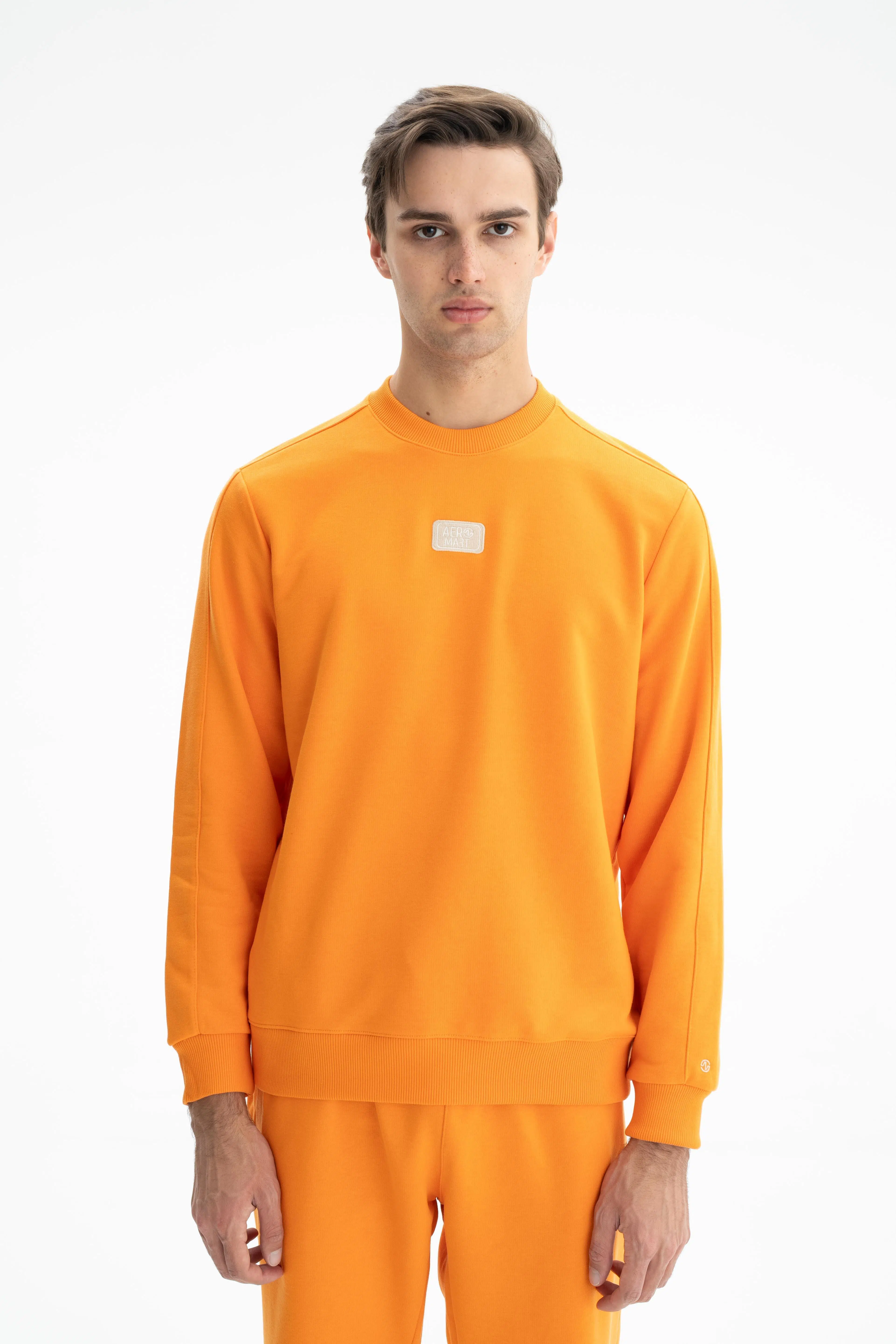 Ar-ma Erkek Bisiklet Yaka Sweatshirt Basic Baskisiz Cepsiz Regular Fit 3 İplik Şardonsuz K26124601401 - Turuncu-T1