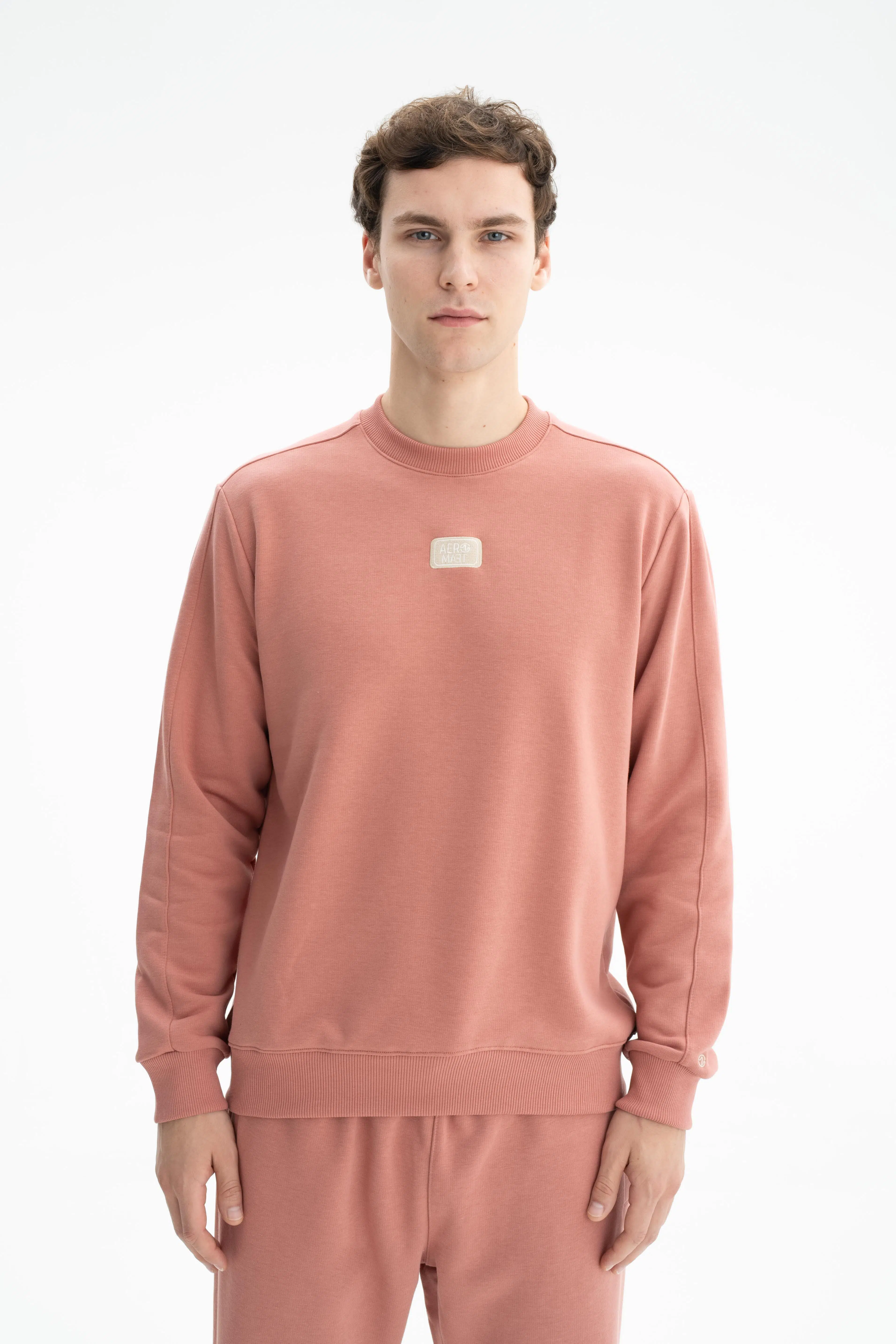 Ar-ma Erkek Bisiklet Yaka Sweatshirt Basic Baskisiz Cepsiz Regular Fit 3 İplik Şardonsuz K26124601401 - Pembe-P3