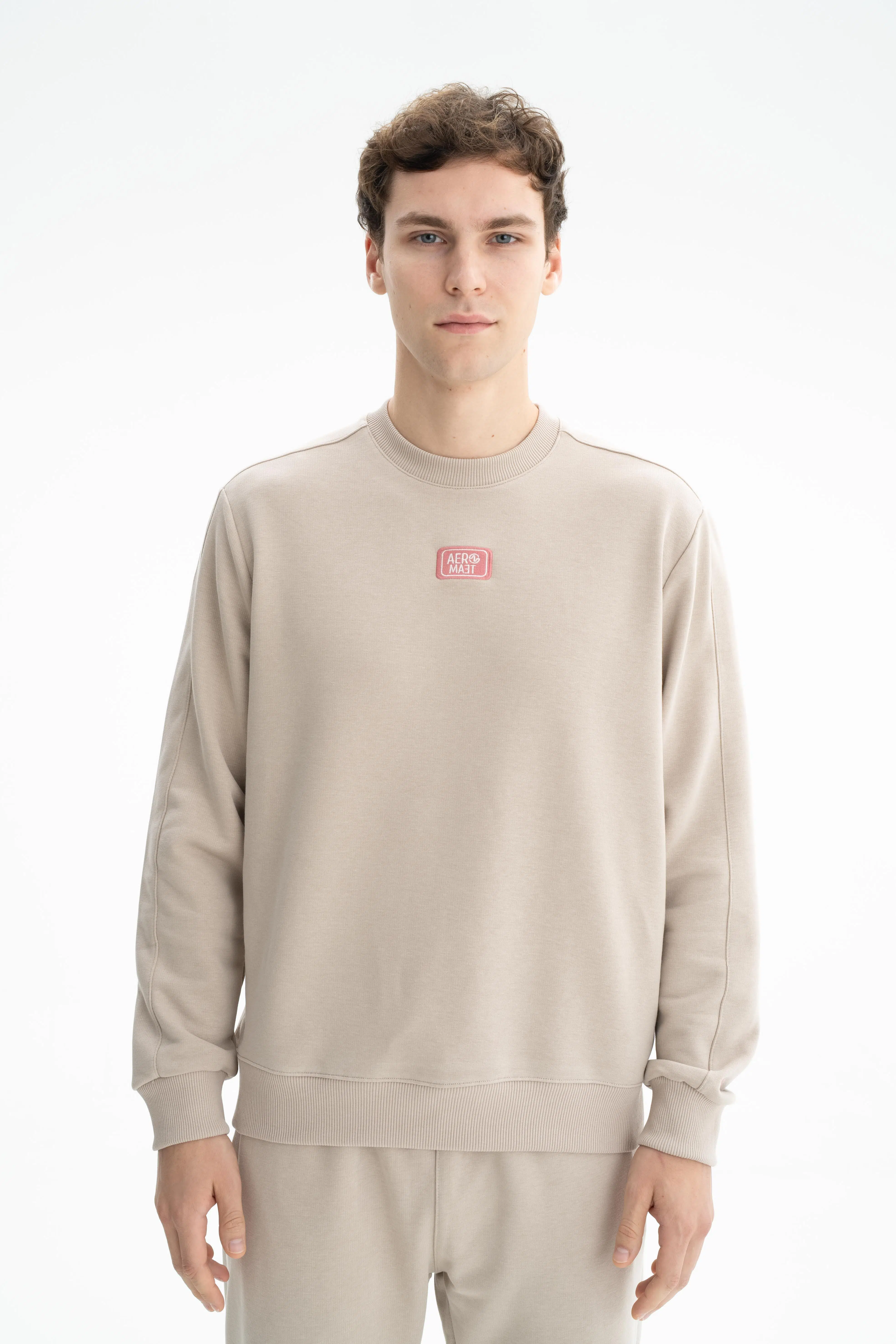 Ar-ma Erkek Bisiklet Yaka Sweatshirt Basic Baskisiz Cepsiz Regular Fit 3 İplik Şardonsuz K26124601401 - Bej-B2