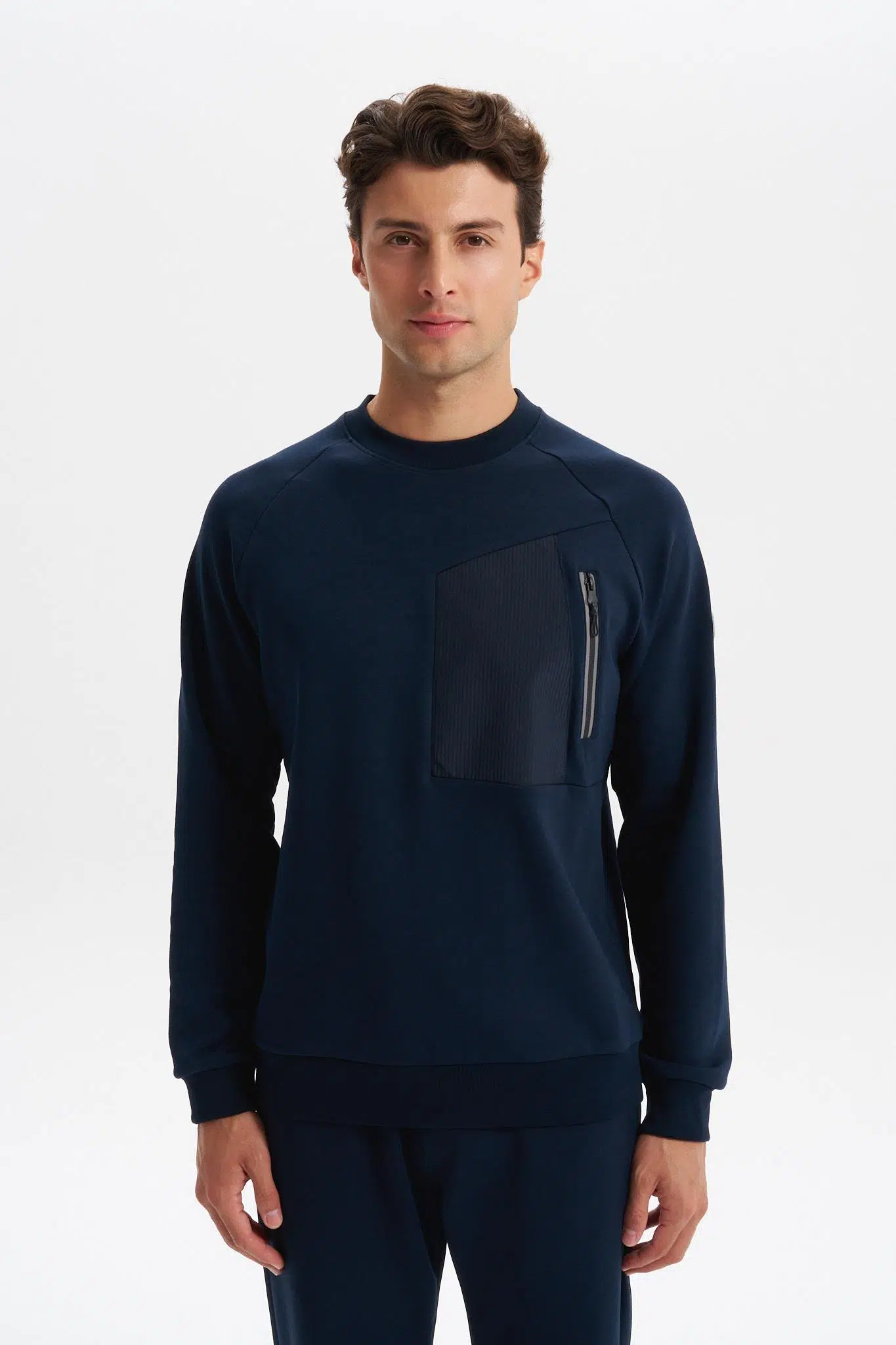 Ar-ma Erkek Bisiklet Yaka Sweatshirt Basic Baskisiz Sol Göğüs Cepli Slim Fit Scuba İnterlok K30124685402 - Lacivert-L1