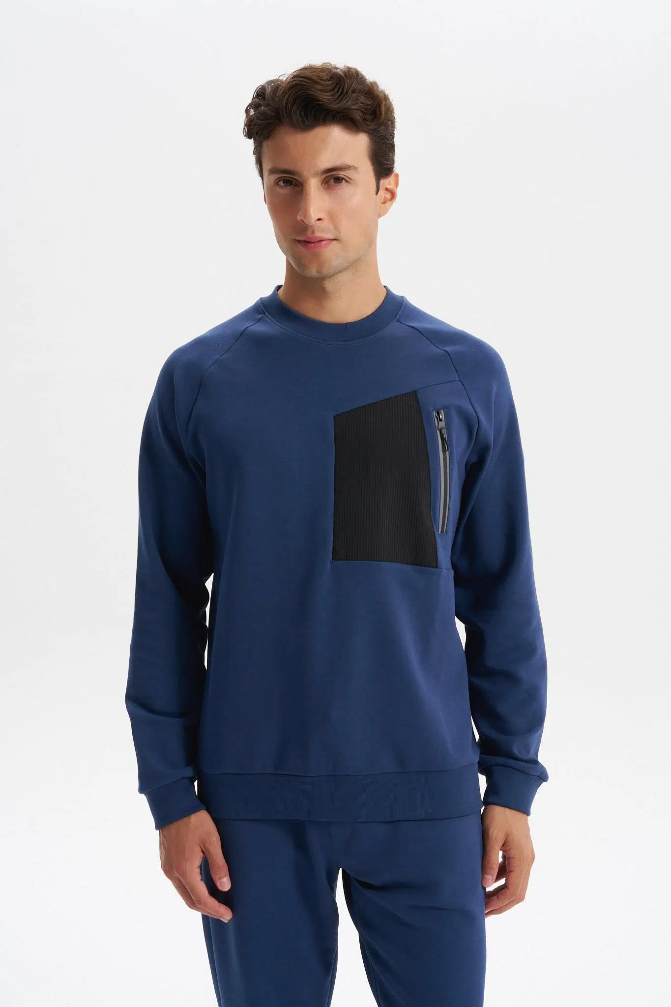 Ar-ma Erkek Bisiklet Yaka Sweatshirt Basic Baskisiz Sol Göğüs Cepli Slim Fit Scuba İnterlok K30124685402 - İndigo-İ1