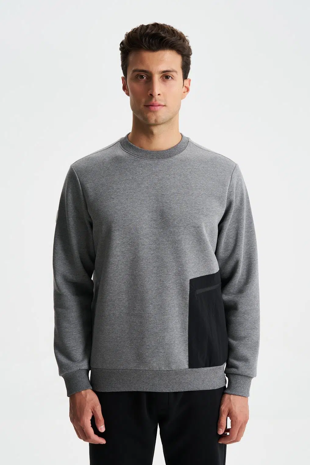 Ar-ma Erkek Bisiklet Yaka Sweatshirt Basic Baskisiz Yandan Fermuar Cepli Regular Fit Şardonlu Üç İplik K28124602101 - Gri-G1