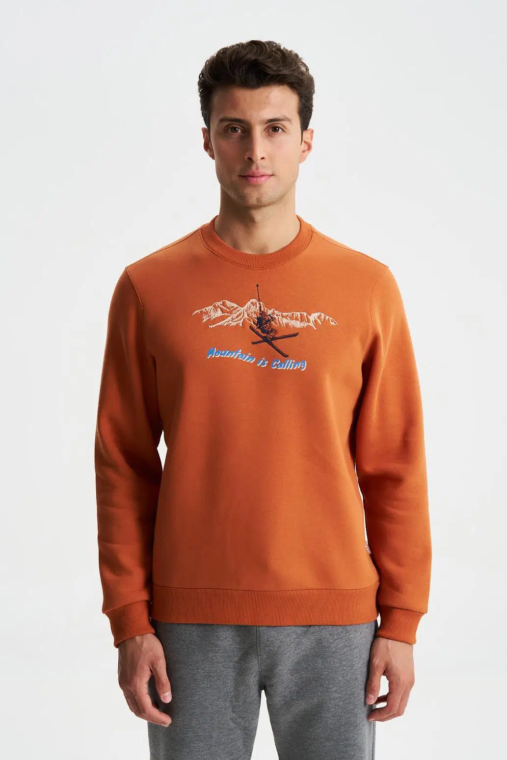 Ar-ma Erkek Bisiklet Yaka Sweatshirt Yazi Baskili Cepsiz Regular Fit Şardonlu Üç İplik K28124602501 - Pembe-P4