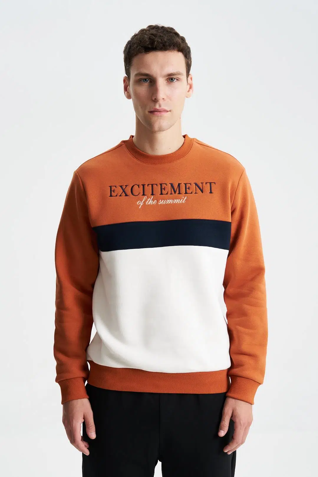 Ar-ma Erkek Bisiklet Yaka Sweatshirt Yazi Baskili Cepsiz Regular Fit Şardonlu Üç İplik K28124602701 - Pembe-P4