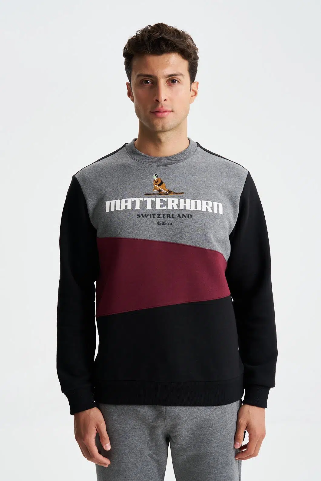 Ar-ma Erkek Bisiklet Yaka Sweatshirt Yazi Baskili Cepsiz Regular Fit Şardonlu Üç İplik K28124602801 - Siyah-S1
