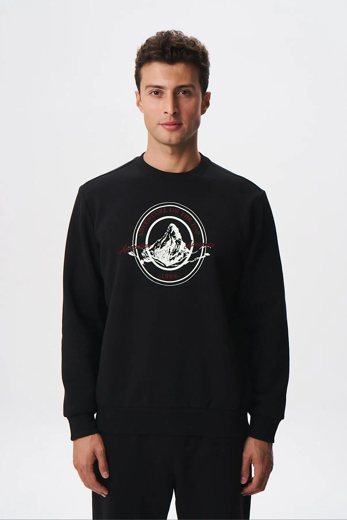 Ar-ma Erkek Bisiklet Yaka Sweatshirt Yazi Baskili Cepsiz Regular Fit Şardonlu Üç İplik K28124602901 - Siyah-S1