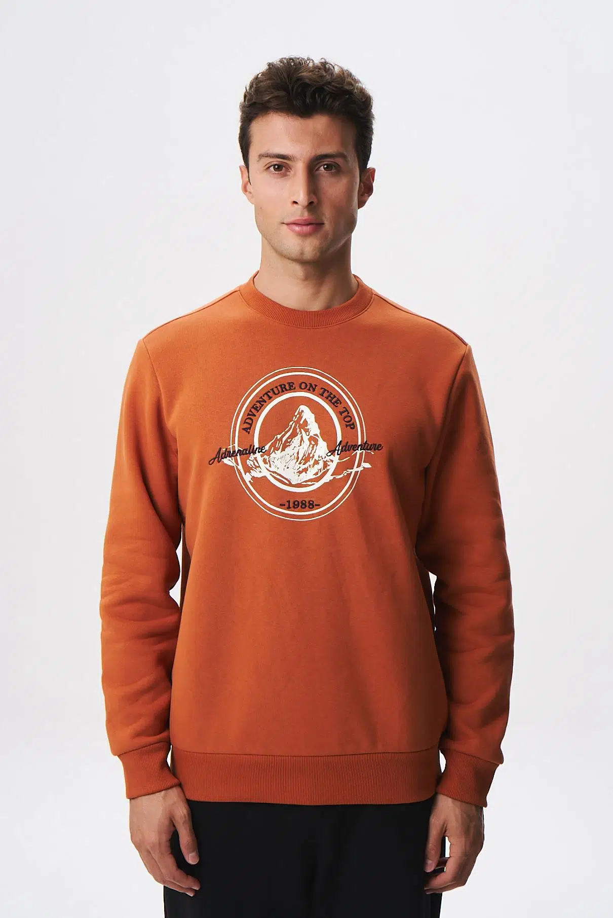 Ar-ma Erkek Bisiklet Yaka Sweatshirt Yazi Baskili Cepsiz Regular Fit Şardonlu Üç İplik K28124602901 - Pembe-P4