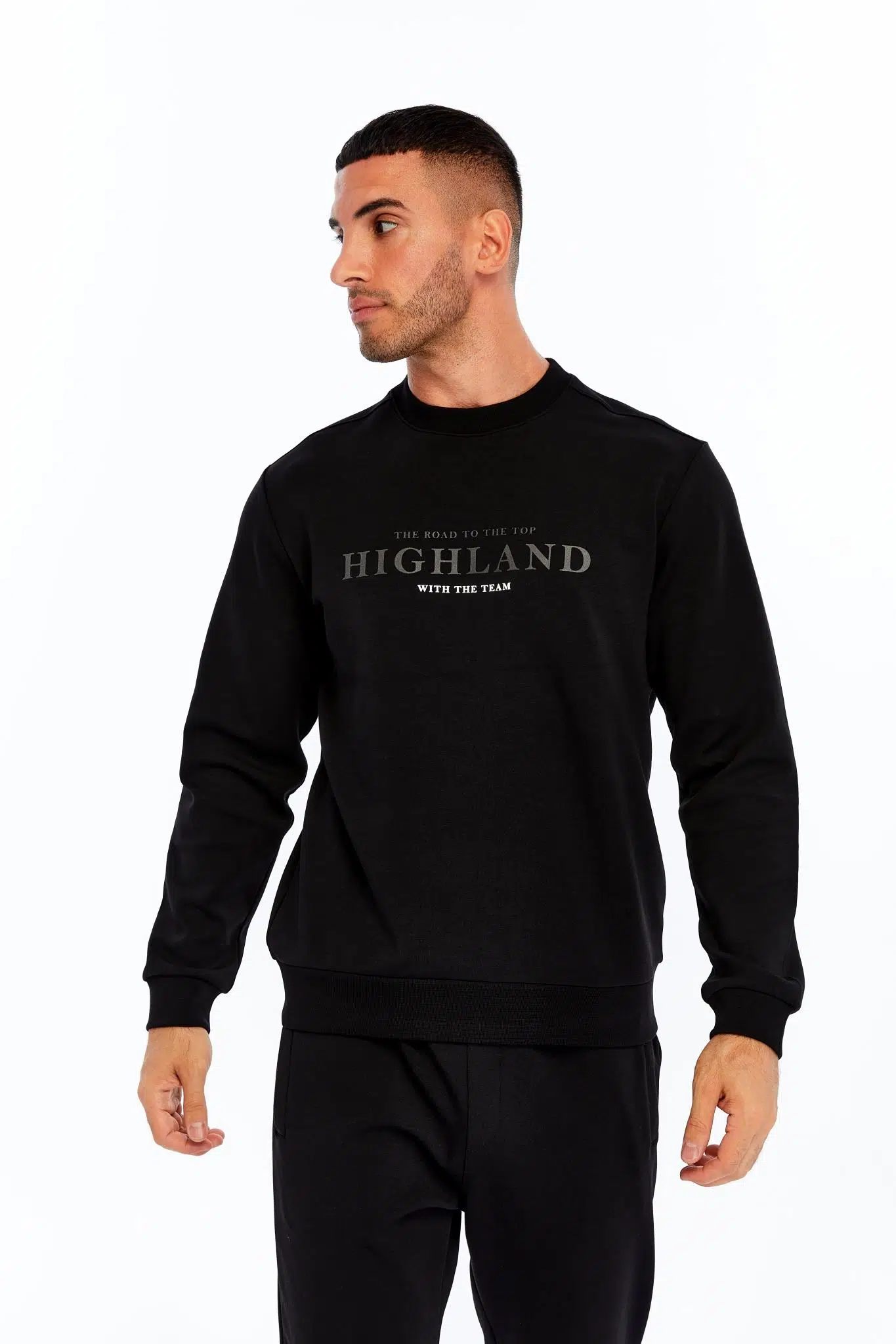 Ar-ma Erkek Bisiklet Yaka Sweatshirt Yazi Baskili Cepsiz Slim Fit Scuba İnterlok K30124685002 - Siyah-S1