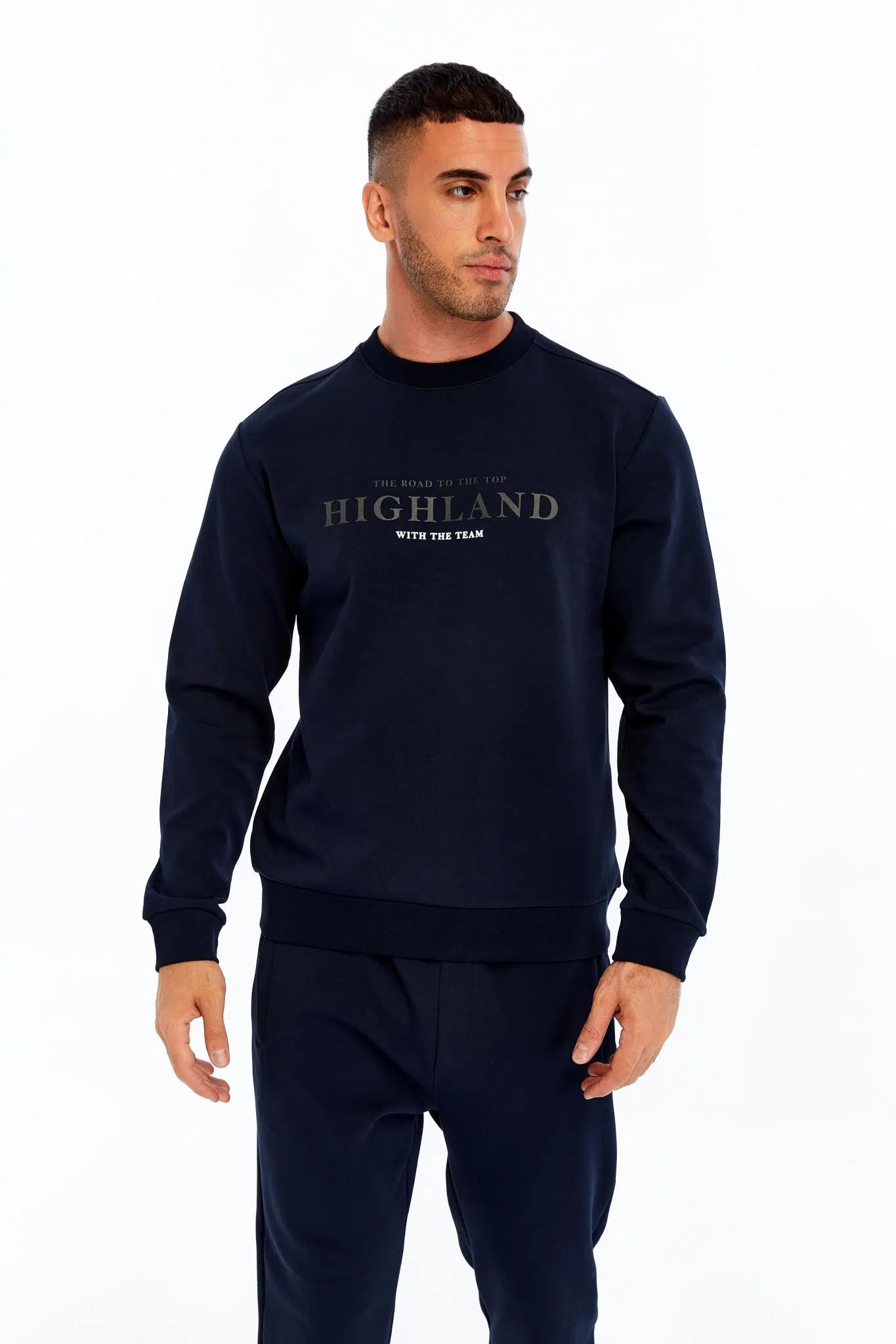 Ar-ma Erkek Bisiklet Yaka Sweatshirt Yazi Baskili Cepsiz Slim Fit Scuba İnterlok K30124685002 - Lacivert-L1