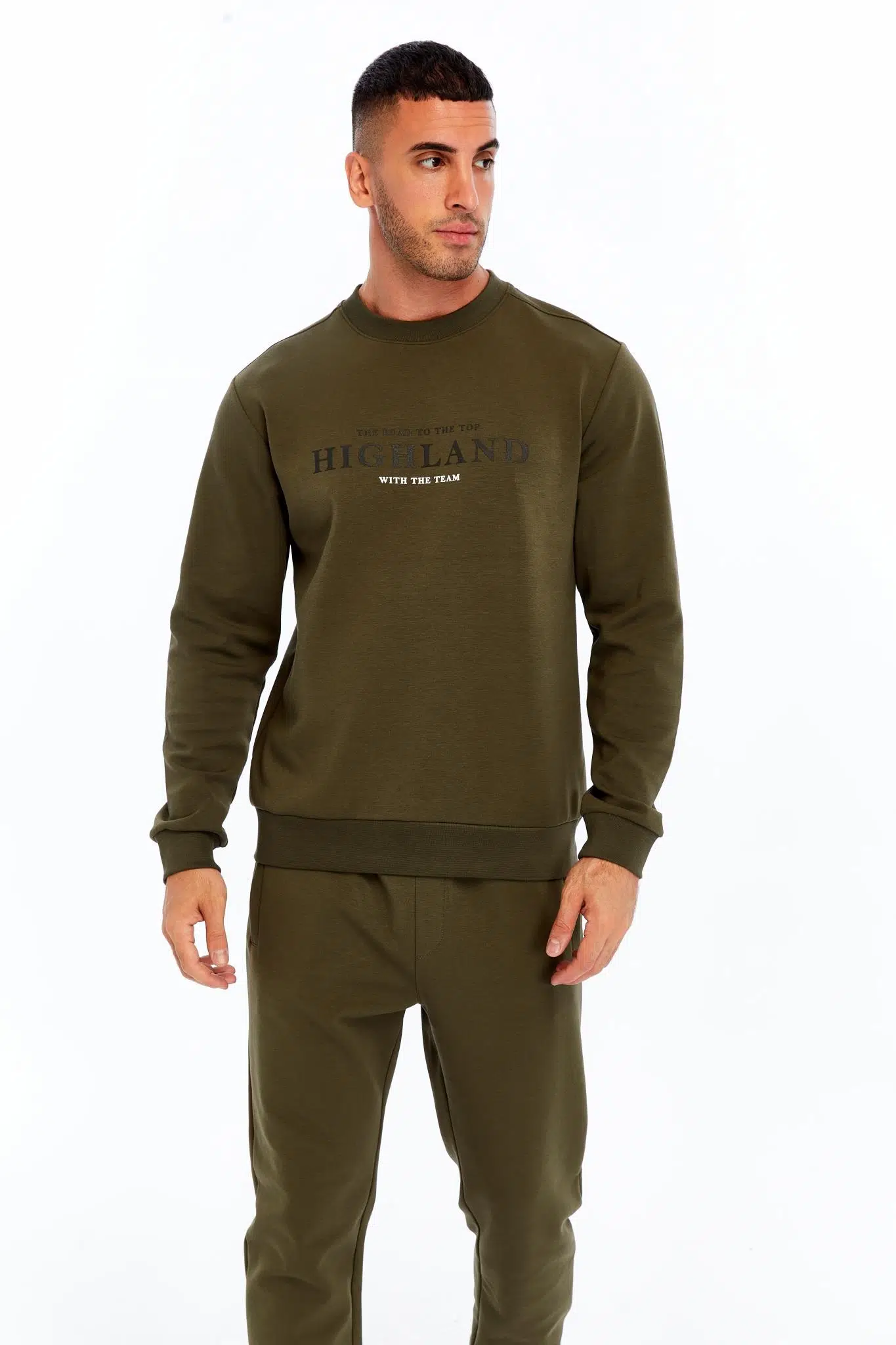 Ar-ma Erkek Bisiklet Yaka Sweatshirt Yazi Baskili Cepsiz Slim Fit Scuba İnterlok K30124685002 - Haki-H1