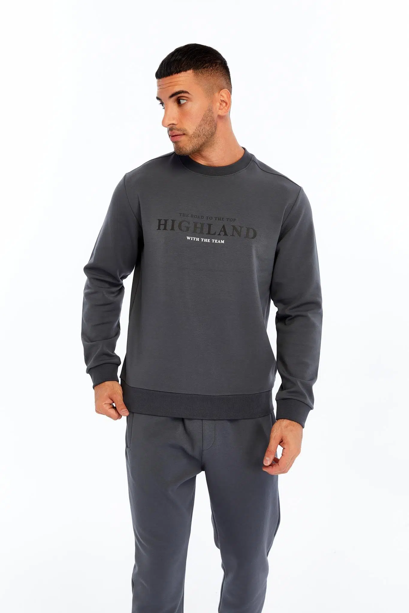 Ar-ma Erkek Bisiklet Yaka Sweatshirt Yazi Baskili Cepsiz Slim Fit Scuba İnterlok K30124685002 - Gri-G3