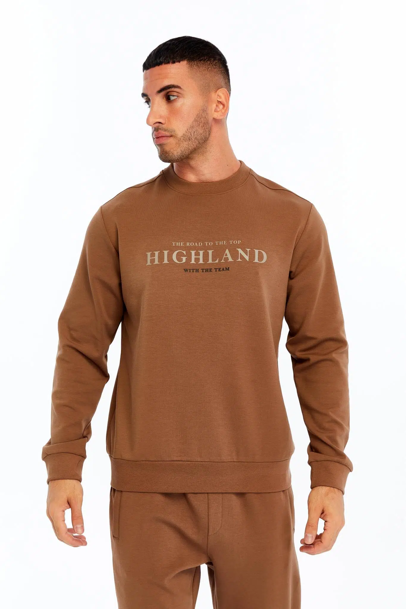 Ar-ma Erkek Bisiklet Yaka Sweatshirt Yazi Baskili Cepsiz Slim Fit Scuba İnterlok K30124685002 - Kahverengi-K3