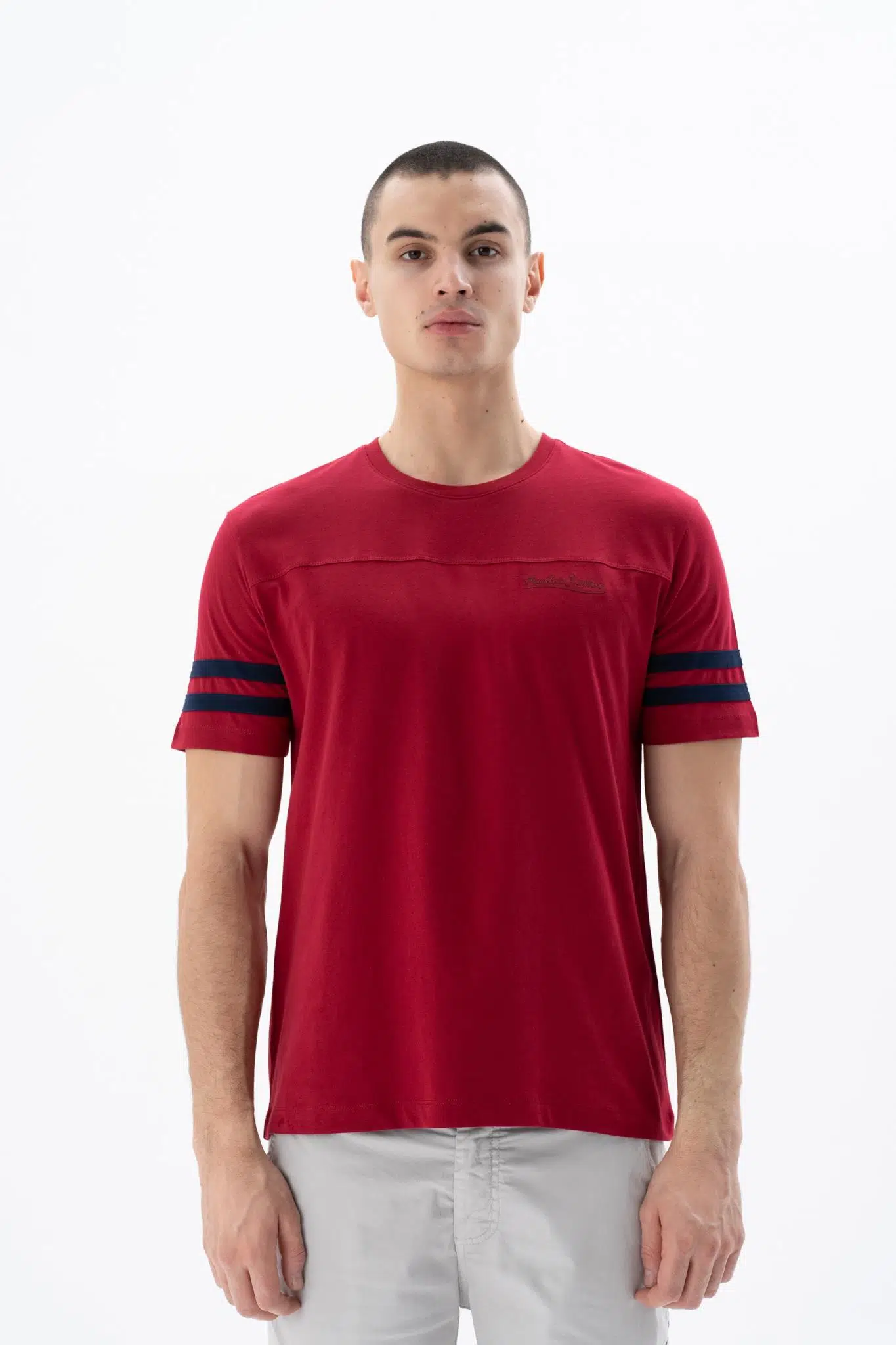 Ar-ma Erkek Bisiklet Yaka Tişört Baskisiz Basic Regular Fit Penye Süprem Y25344405801 - Bordo-B1