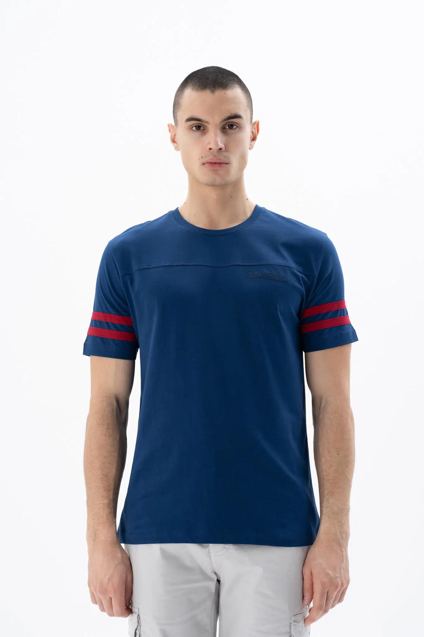 Ar-ma Erkek Bisiklet Yaka Tişört Baskisiz Basic Regular Fit Penye Süprem Y25344405801 - İndigo-İ1