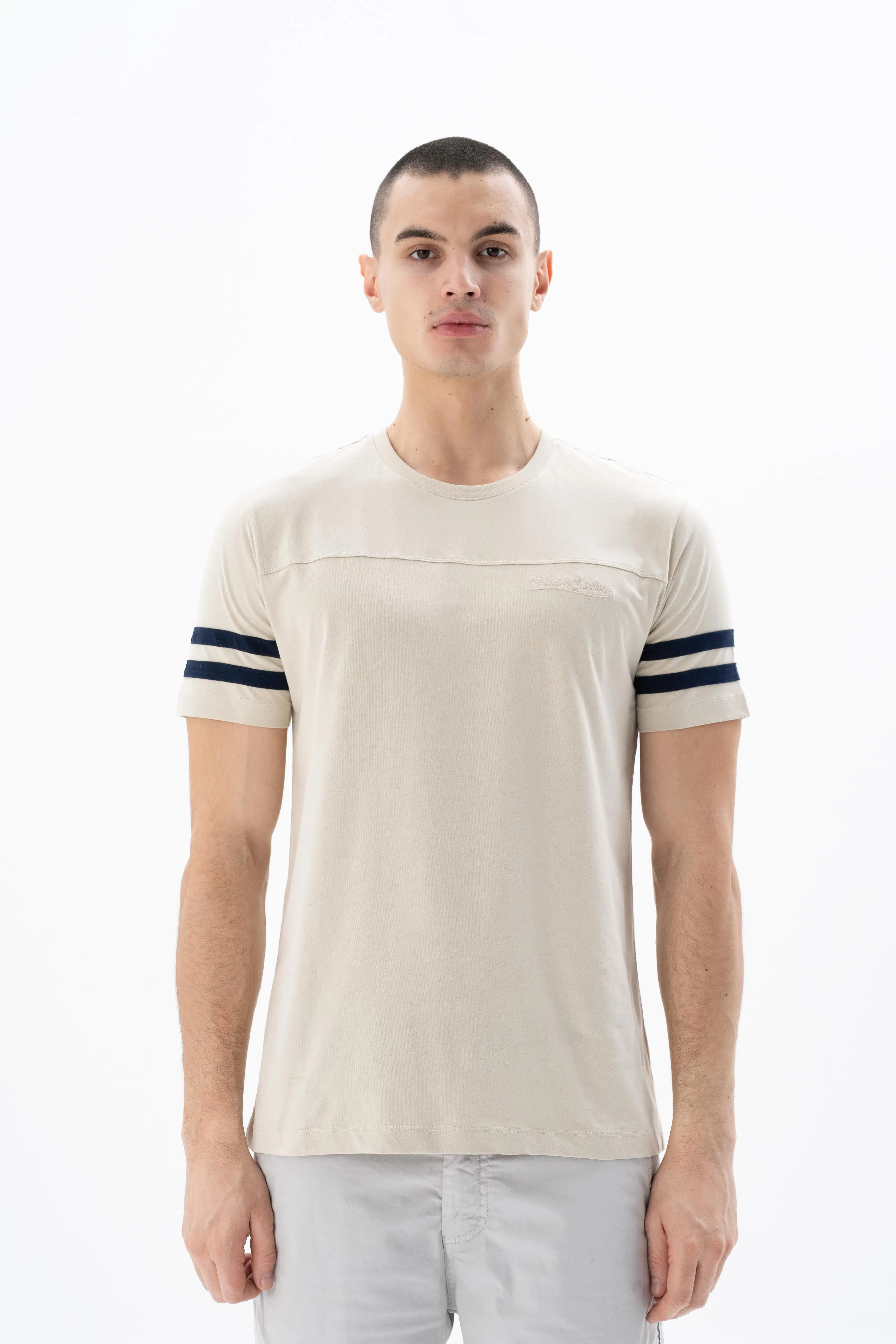 Ar-ma Erkek Bisiklet Yaka Tişört Baskisiz Basic Regular Fit Penye Süprem Y25344405801 - Bej-B1