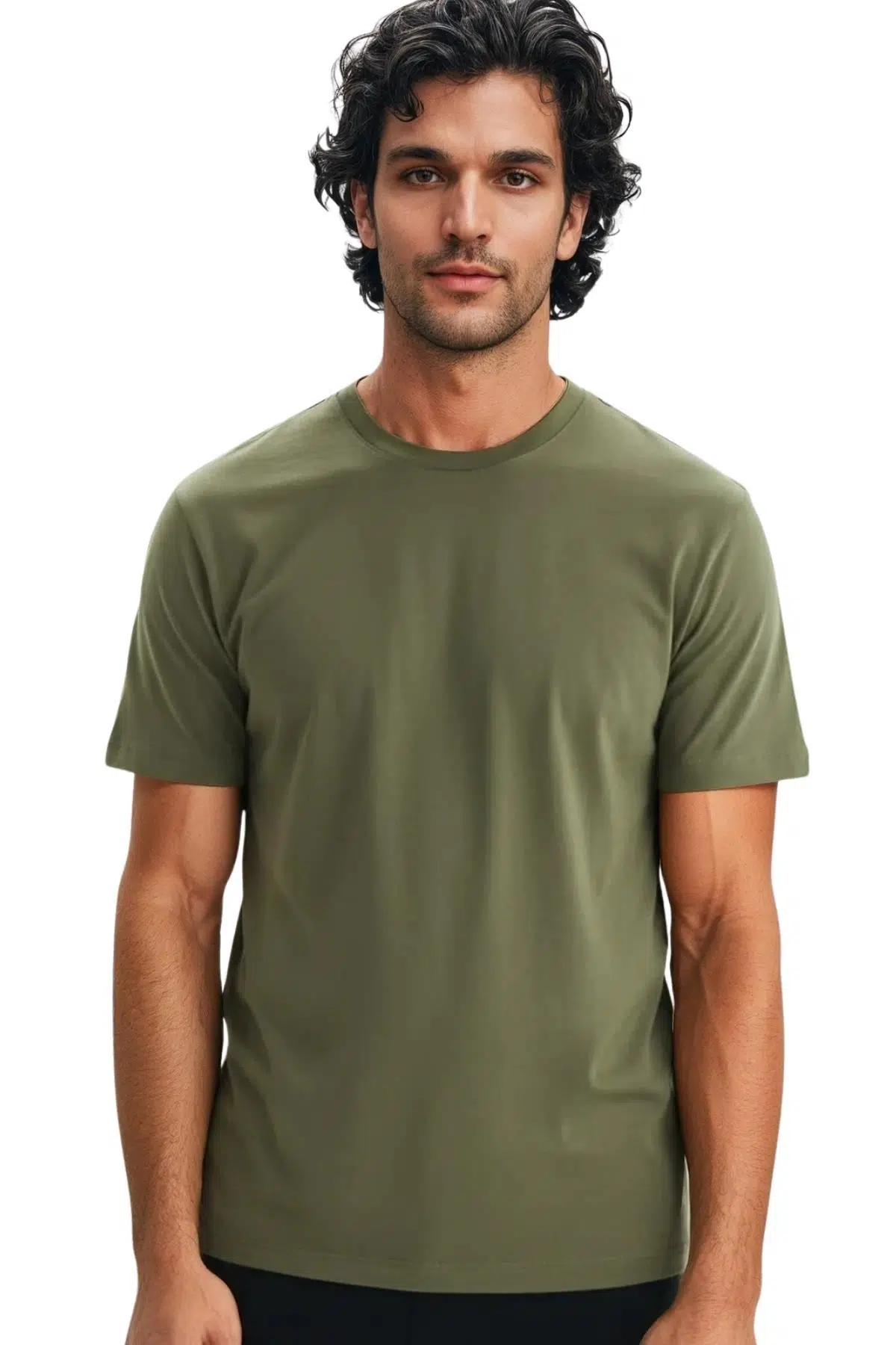 Ar-ma Erkek Bisiklet Yaka Tişört Baskisiz Basic Regular Fit Penye Süprem Y31344408202 - Haki-H1