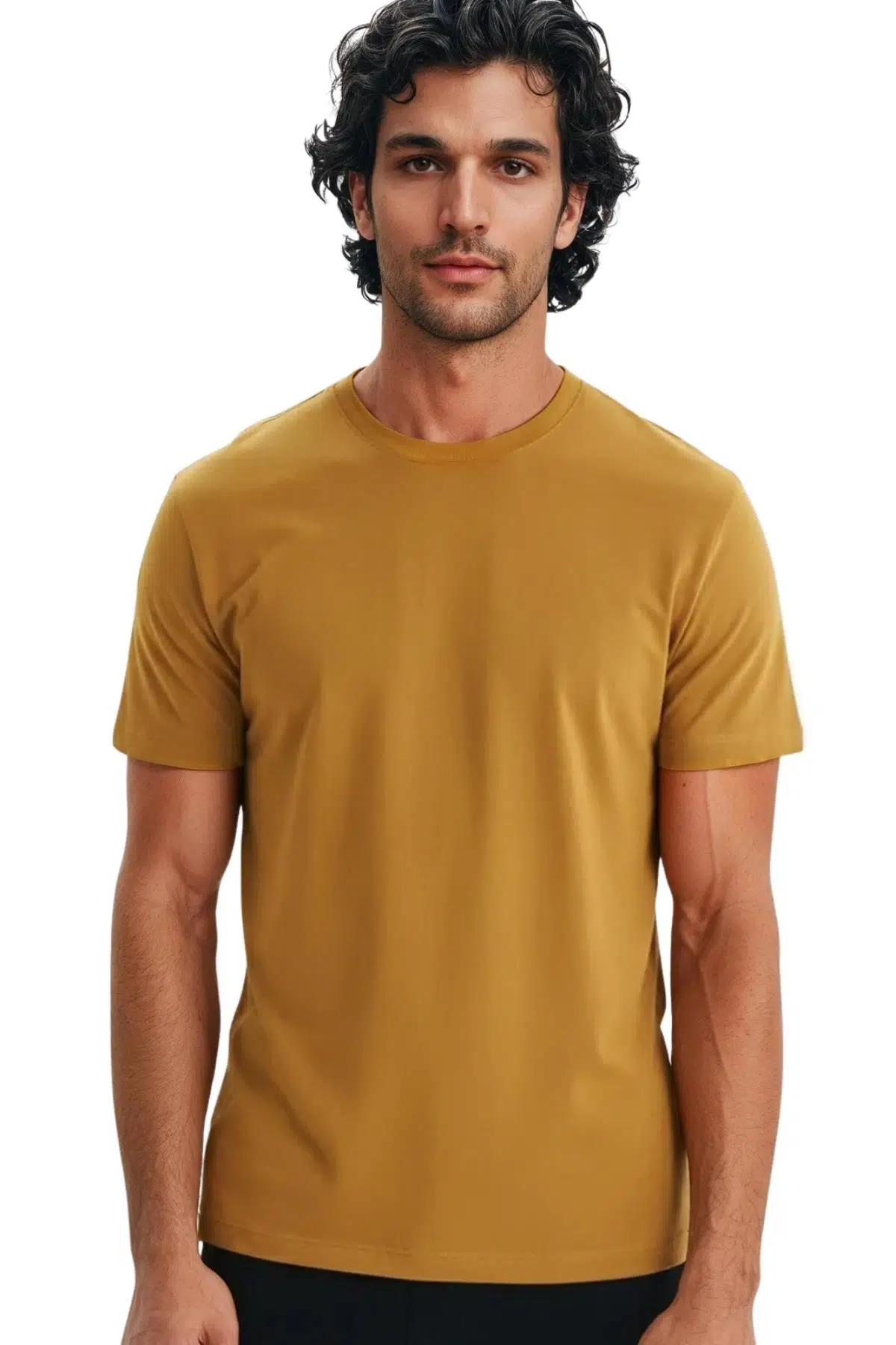 Ar-ma Erkek Bisiklet Yaka Tişört Baskisiz Basic Regular Fit Penye Süprem Y31344408202 - Hardal Sarısı-H1