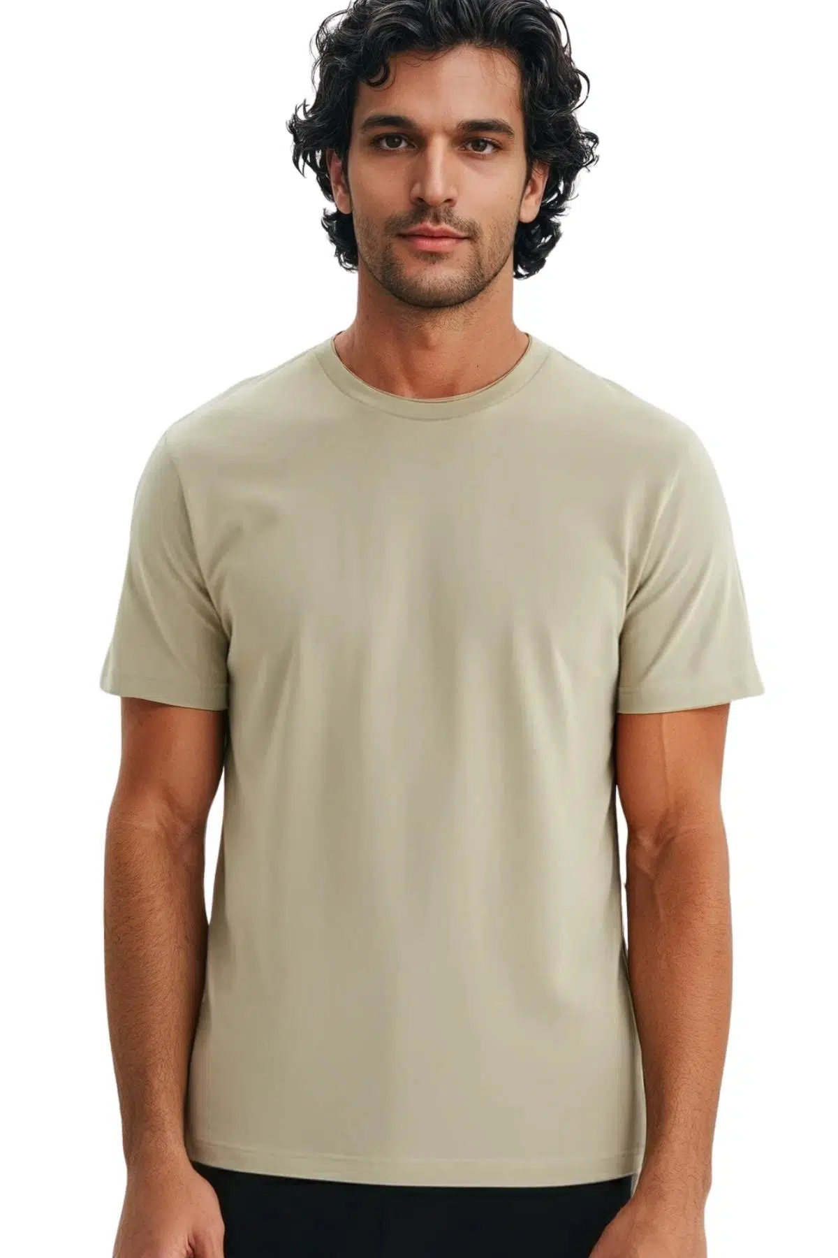 Ar-ma Erkek Bisiklet Yaka Tişört Baskisiz Basic Regular Fit Penye Süprem Y31344408202 - Bej-B1