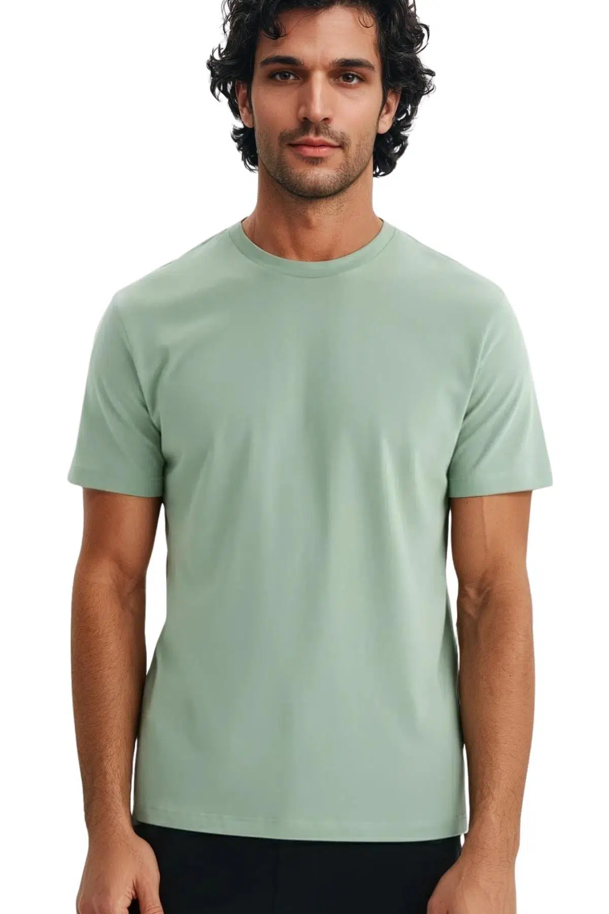 Ar-ma Erkek Bisiklet Yaka Tişört Baskisiz Basic Regular Fit Penye Süprem Y31344408202 - Yeşil-Y2