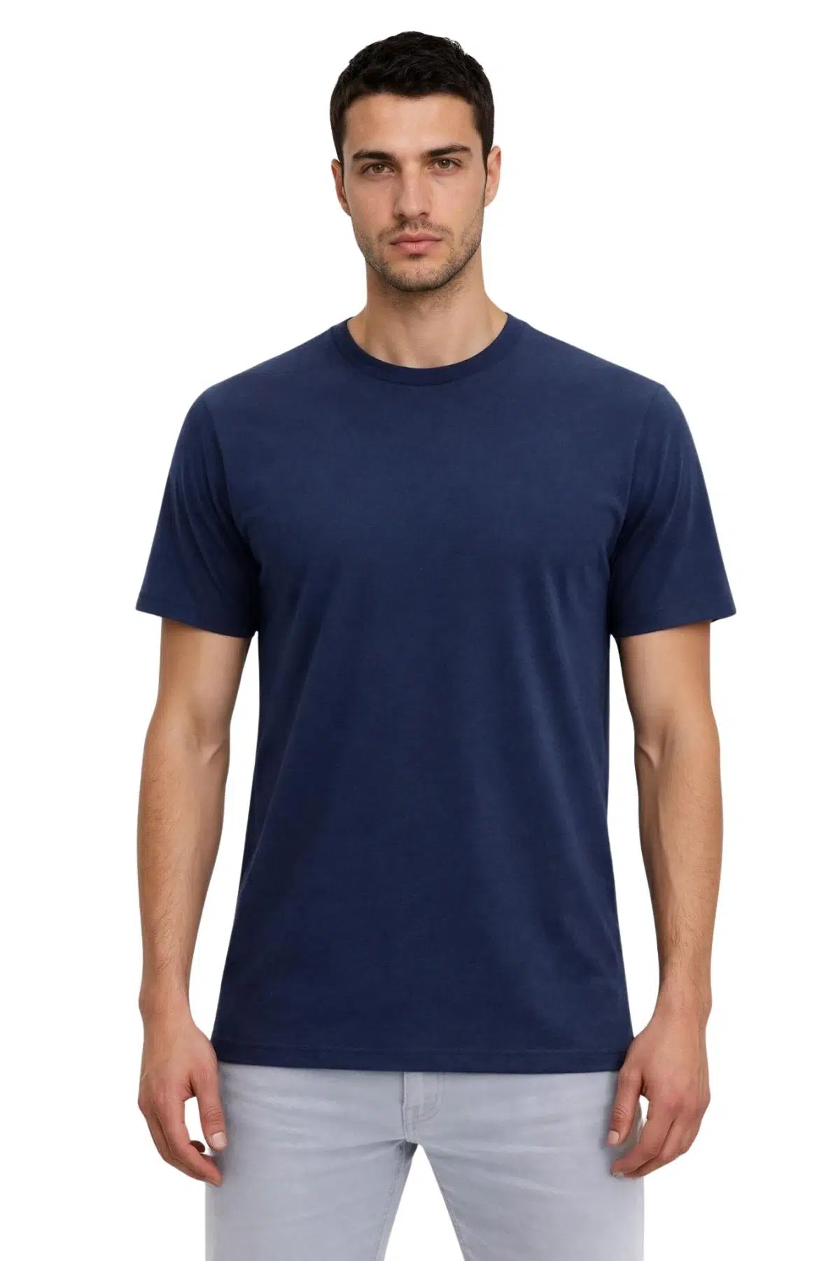 Ar-ma Erkek Bisiklet Yaka Tişört Baskisiz Basic Örme Kumaş Regular Fit %47 Modal %47 Pamuk %6 Likra 30/1 Penye Modal Full Likra Süprem Y31344473002 - Lacivert-L1