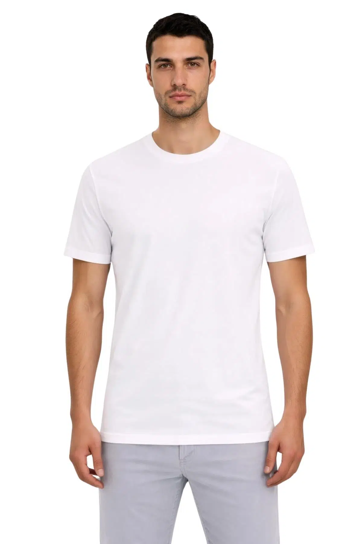 Ar-ma Erkek Bisiklet Yaka Tişört Baskisiz Basic Örme Kumaş Regular Fit %47 Modal %47 Pamuk %6 Likra 30/1 Penye Modal Full Likra Süprem Y31344473002 - Beyaz-B1