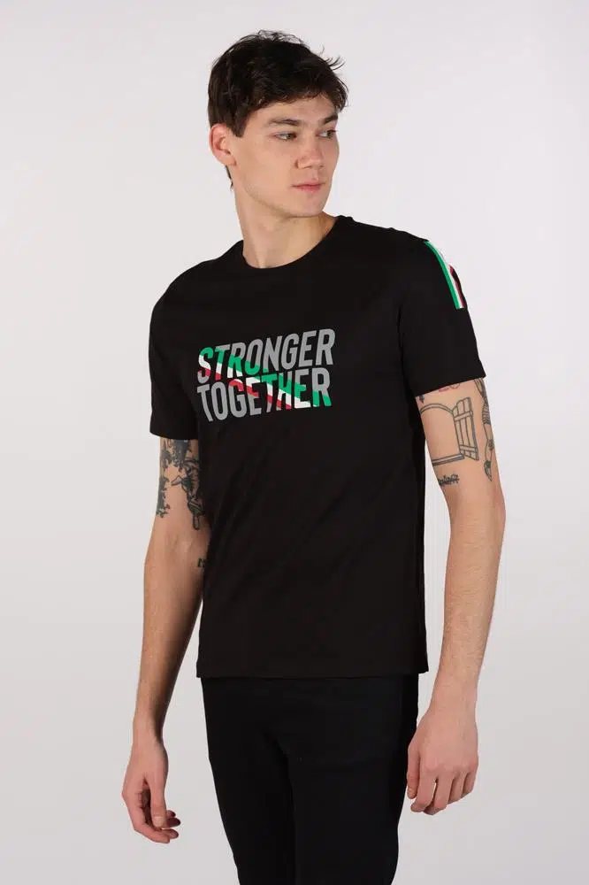 Ar-ma Erkek Bisiklet Yaka Tişört Yazi Baskili Regular Fit Penye Süprem Y22344401601 - Siyah-S1