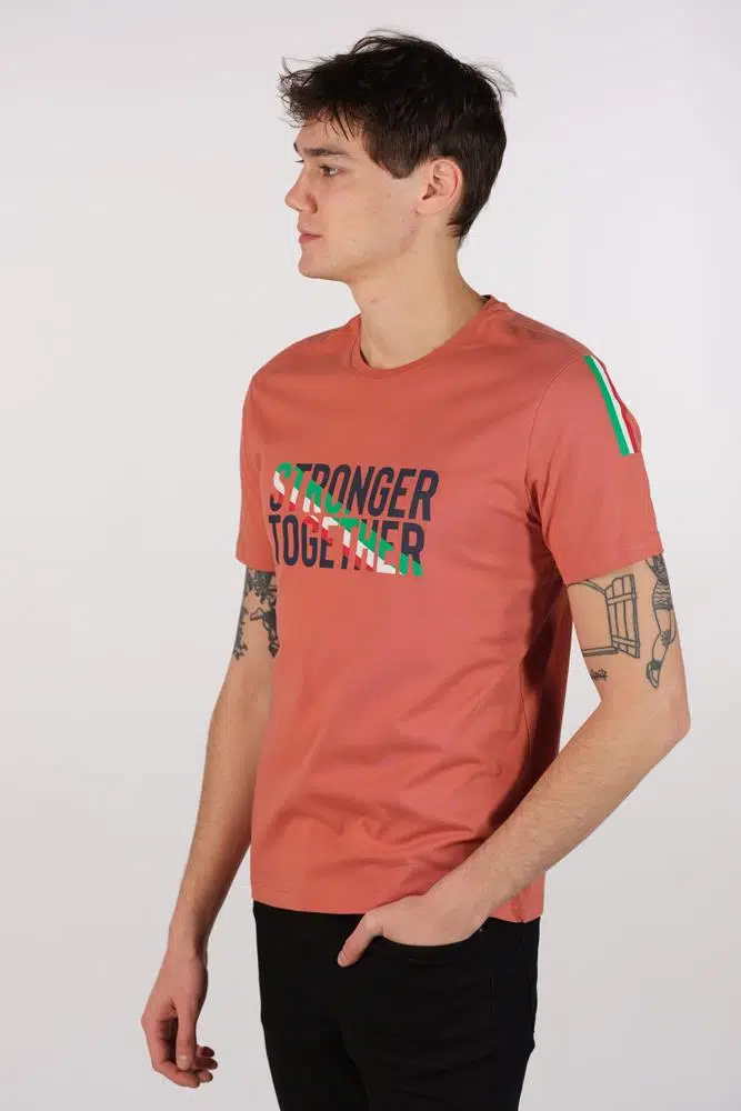 Ar-ma Erkek Bisiklet Yaka Tişört Yazi Baskili Regular Fit Penye Süprem Y22344401601 - Pembe-P4