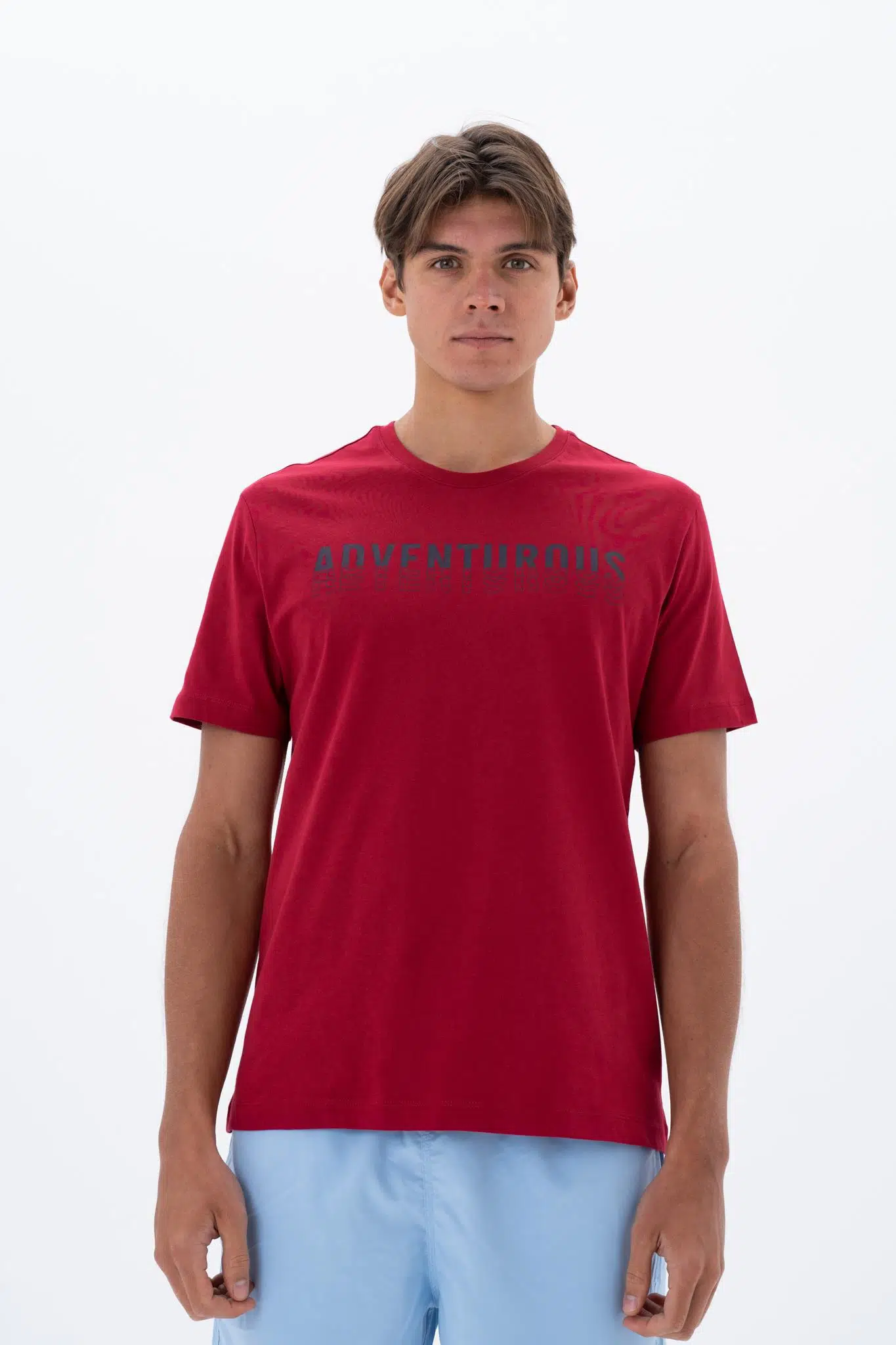Ar-ma Erkek Bisiklet Yaka Tişört Yazi Baskili Örme Kumaş Regular Fit %100 Pamuk 30/1 Penye Süprem Y25344404401 - Bordo-B1