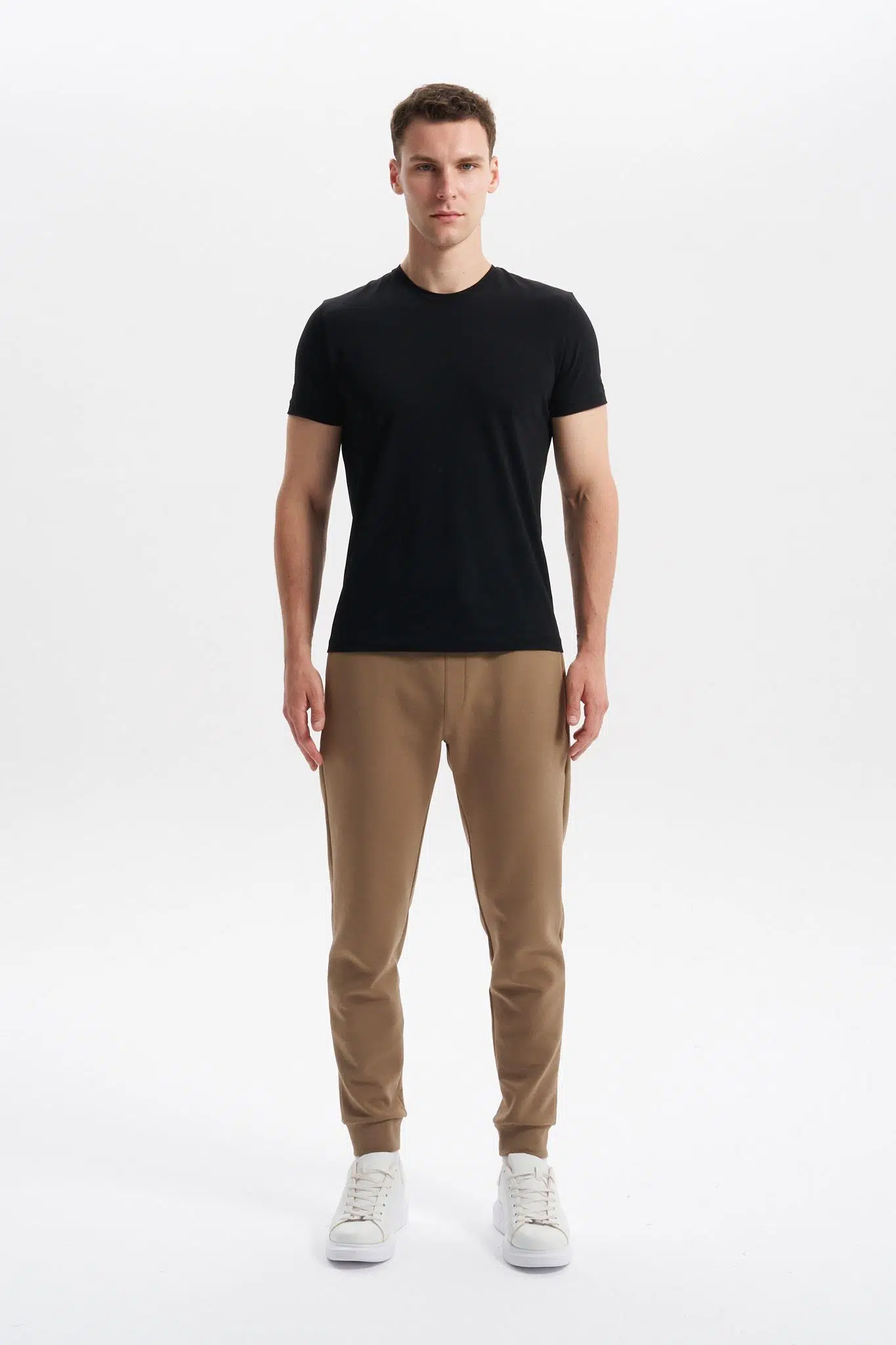 Ar-ma Erkek Eşofman Alti Baskisiz Basic Yandan Fermuar Cepli Arkadan Cepsiz Lastikli Dar Paça Örme Kumaş Slim Fit %80 Pamuk %14 Polyester %6 Elastan Scuba İnterlok K30174998802 - Gri-Bej G8