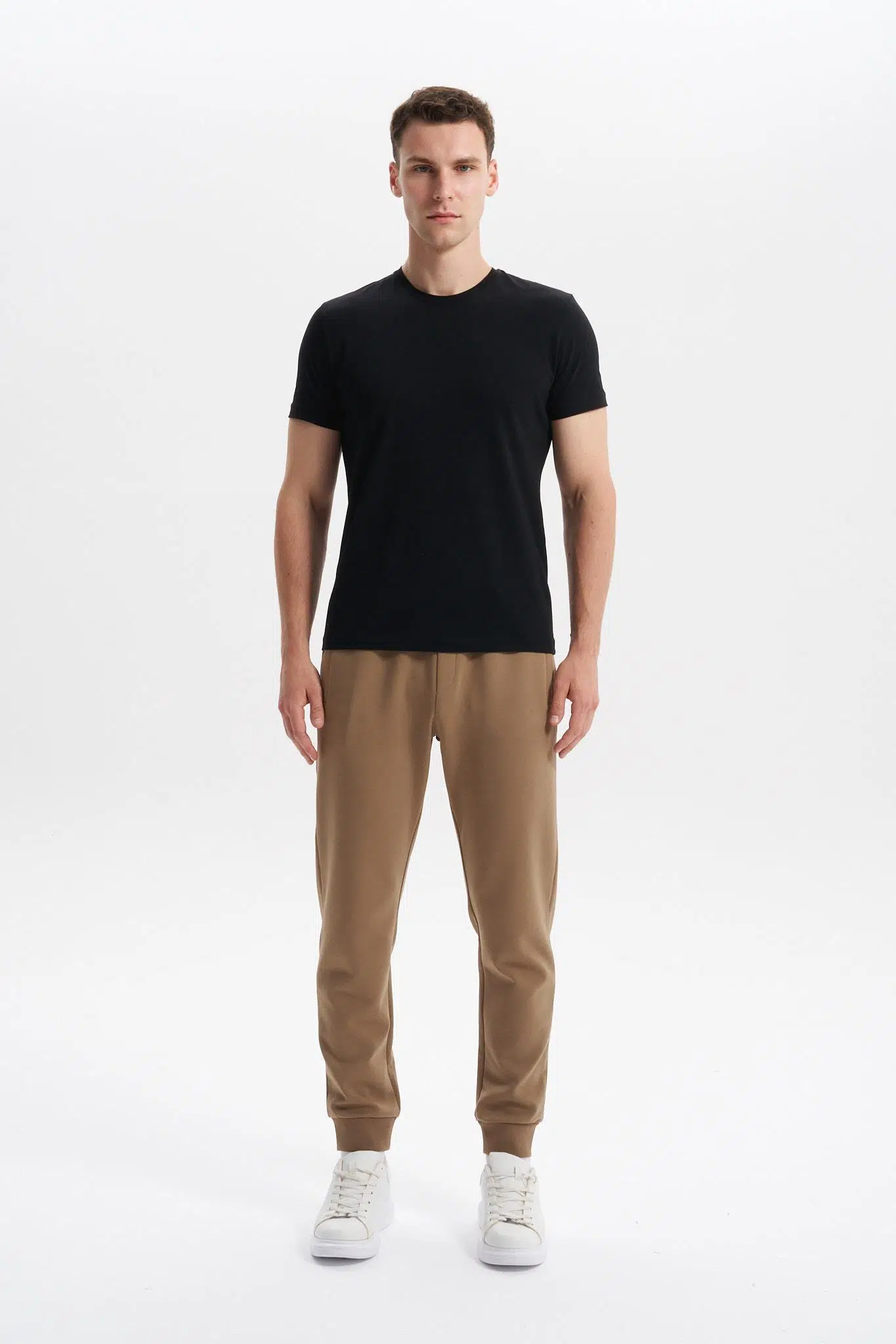 Ar-ma Erkek Eşofman Alti Baskisiz Basic Yandan Fermuar Cepli Arkadan Cepsiz Lastikli Dar Paça Örme Kumaş Slim Fit %80 Pamuk %14 Polyester %6 Elastan Scuba İnterlok K30174998902 - Gri-Bej G8