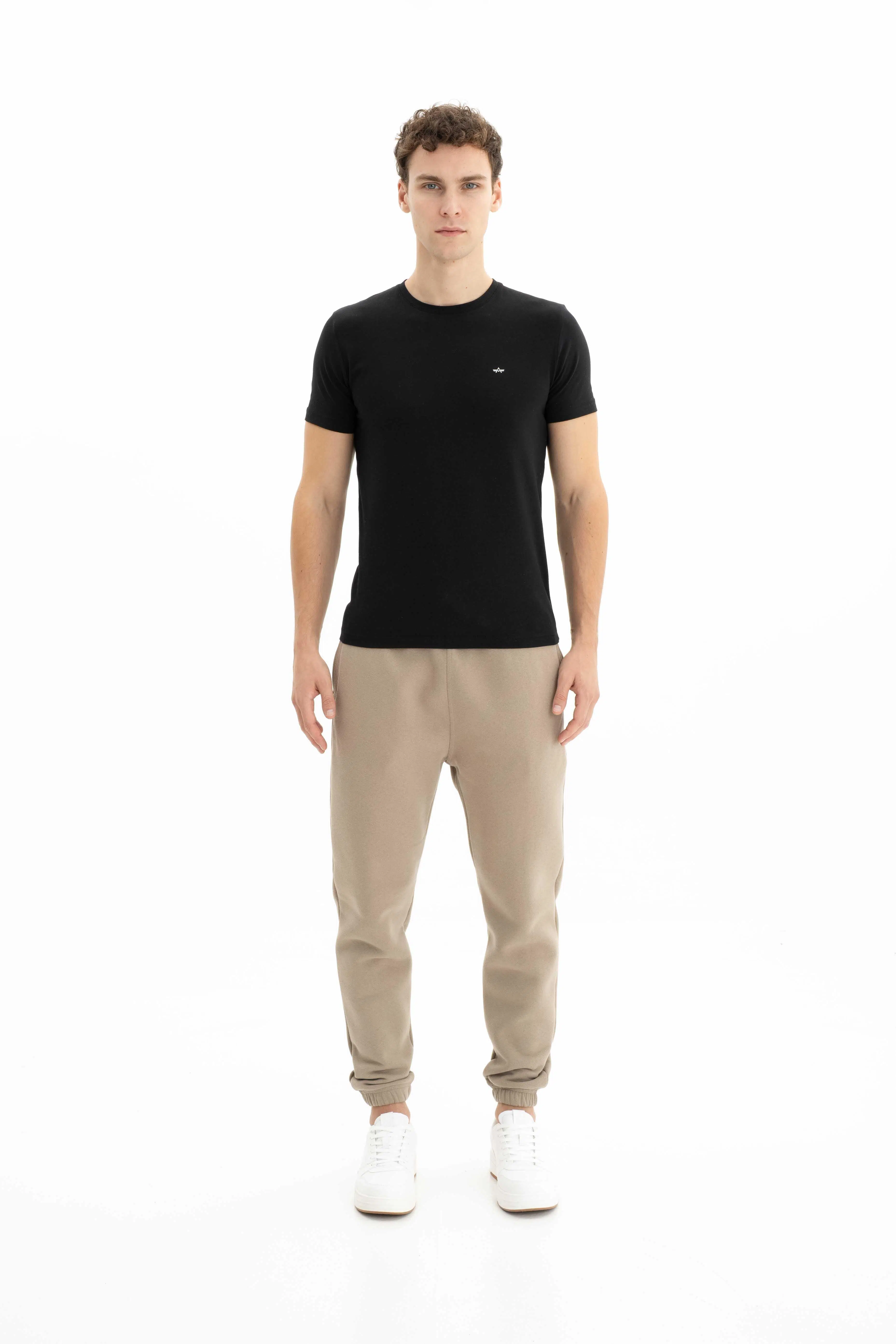 Ar-ma Erkek Eşofman Alti Baskisiz Basic Yandan Fermuarsiz Cepli Arkalar Cepsiz Lastikli Dar Paça Örme Kumaş Relax Fit %70 Pamuk %30 Polyester 30/1 Şardonlu Üç İplik K26174680101 - Gri-Bej G8
