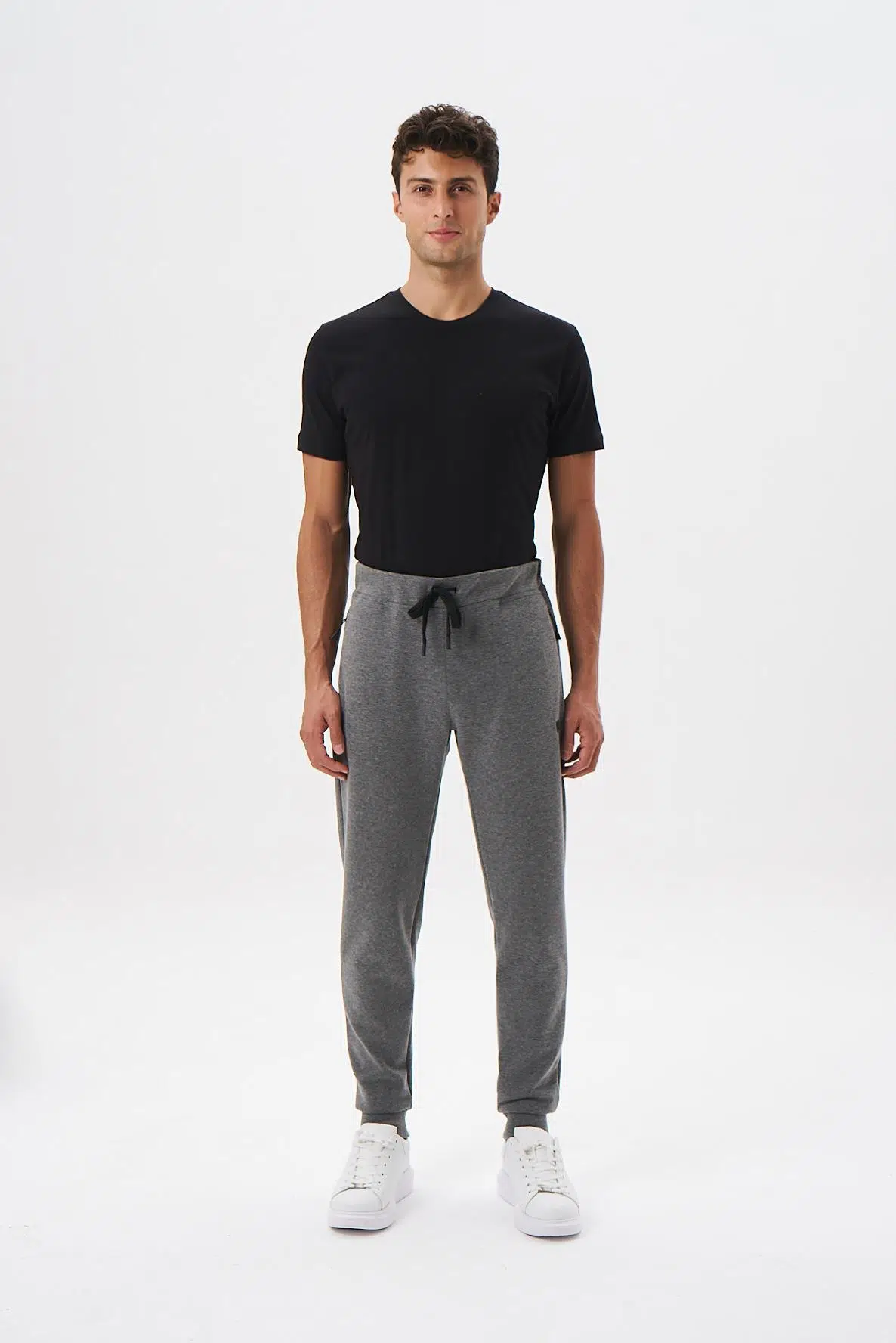 Ar-ma Erkek Eşofman Alti Baskisiz Basic Yandan Ve Arkadan Fermuar Cepli Lastikli Dar Paça Örme Kumaş Slim Fit %80 Pamuk %14 Polyester %6 Elastan Scuba İnterlok K28174998701 - Gri-G10
