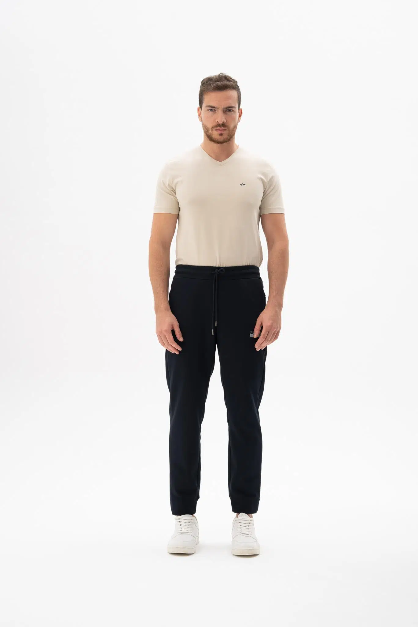 Ar-ma Erkek Eşofman Alti Yazi Baskili Basic Yandan Ve Arkadan Fermuar Cepli Normal Paça Örme Kumaş Slim Fit %90 Pamuk %10 Polyester Diagonal Üç İplik K24174961801 - Lacivert-L1