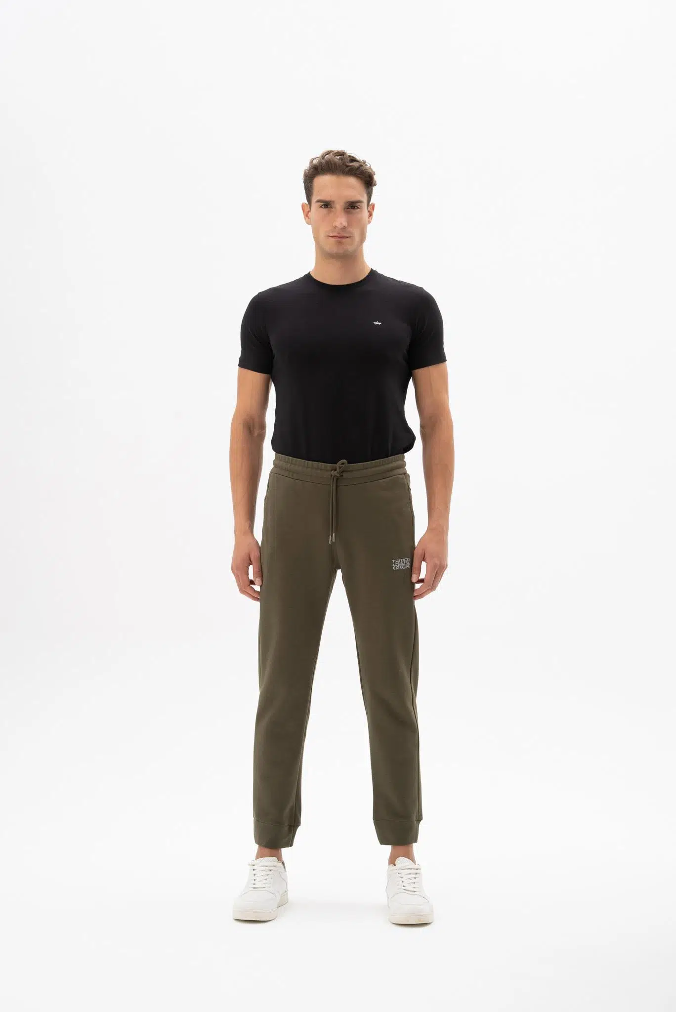 Ar-ma Erkek Eşofman Alti Yazi Baskili Basic Yandan Ve Arkadan Fermuar Cepli Normal Paça Örme Kumaş Slim Fit %90 Pamuk %10 Polyester Diagonal Üç İplik K24174961801 - Haki-H1