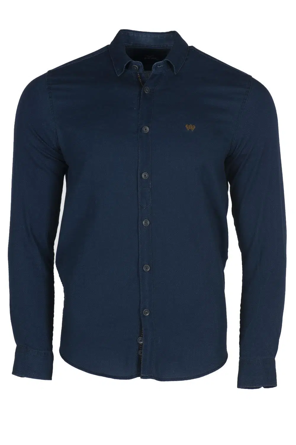 Ar-ma Erkek Gömlek Kot Görünümlü Düğme Kapamali Uzun Kollu Cepsiz Gömlek Slim Fit Denim Chambre K9GKD1069 - Lacivert-L1