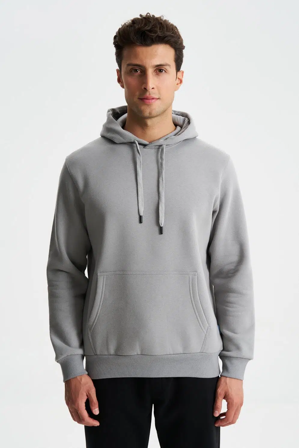 Ar-ma Erkek Kapşonlu Sweatshirt Baskisiz Kanguru Cepli Regular Fit Şardonlu Üç İplik K28254627501 - Gri-G2