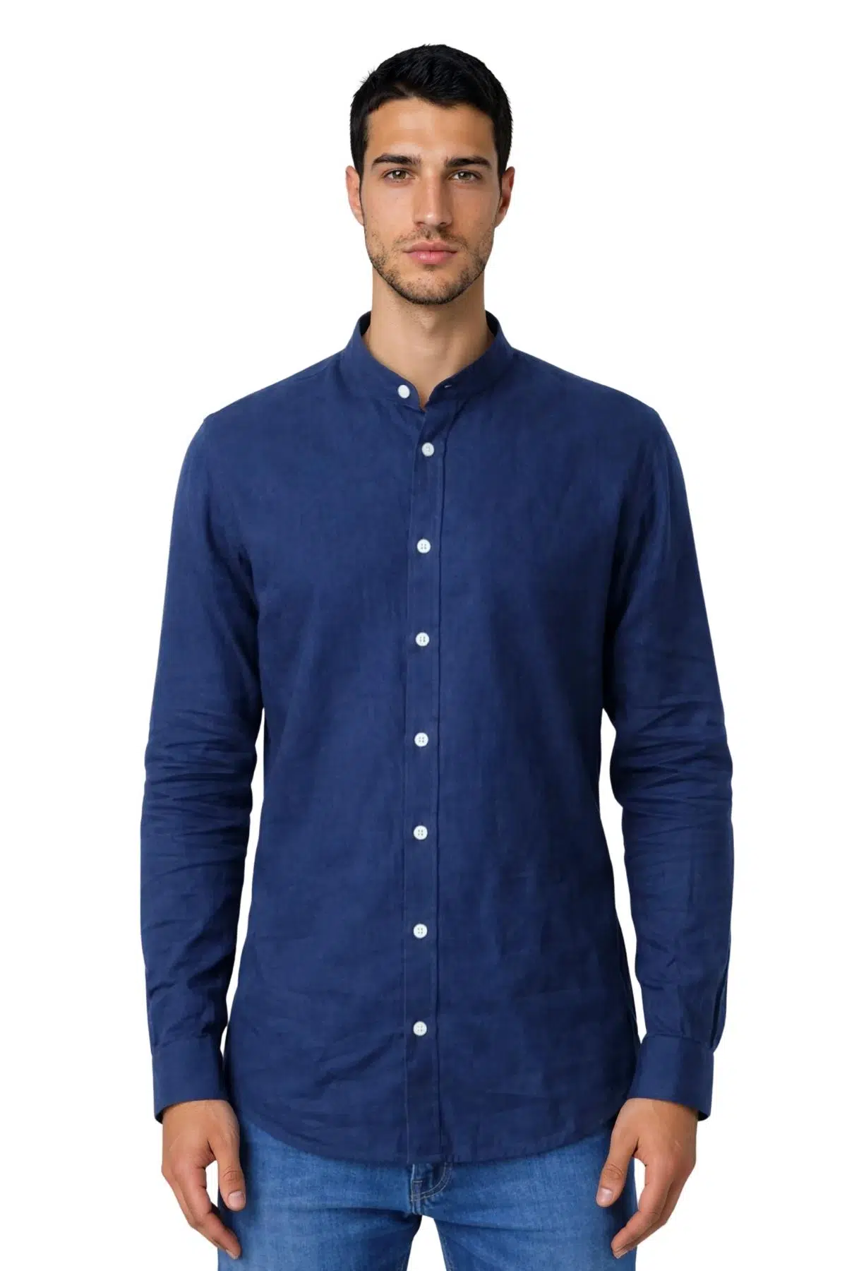 Ar-ma Erkek Gömlek Basic Baskisiz Düğme Kapamali Cepsiz Uzun Kollu Hakim Yaka Gömlek Regular Fit Y31485118302 - Lacivert-L1