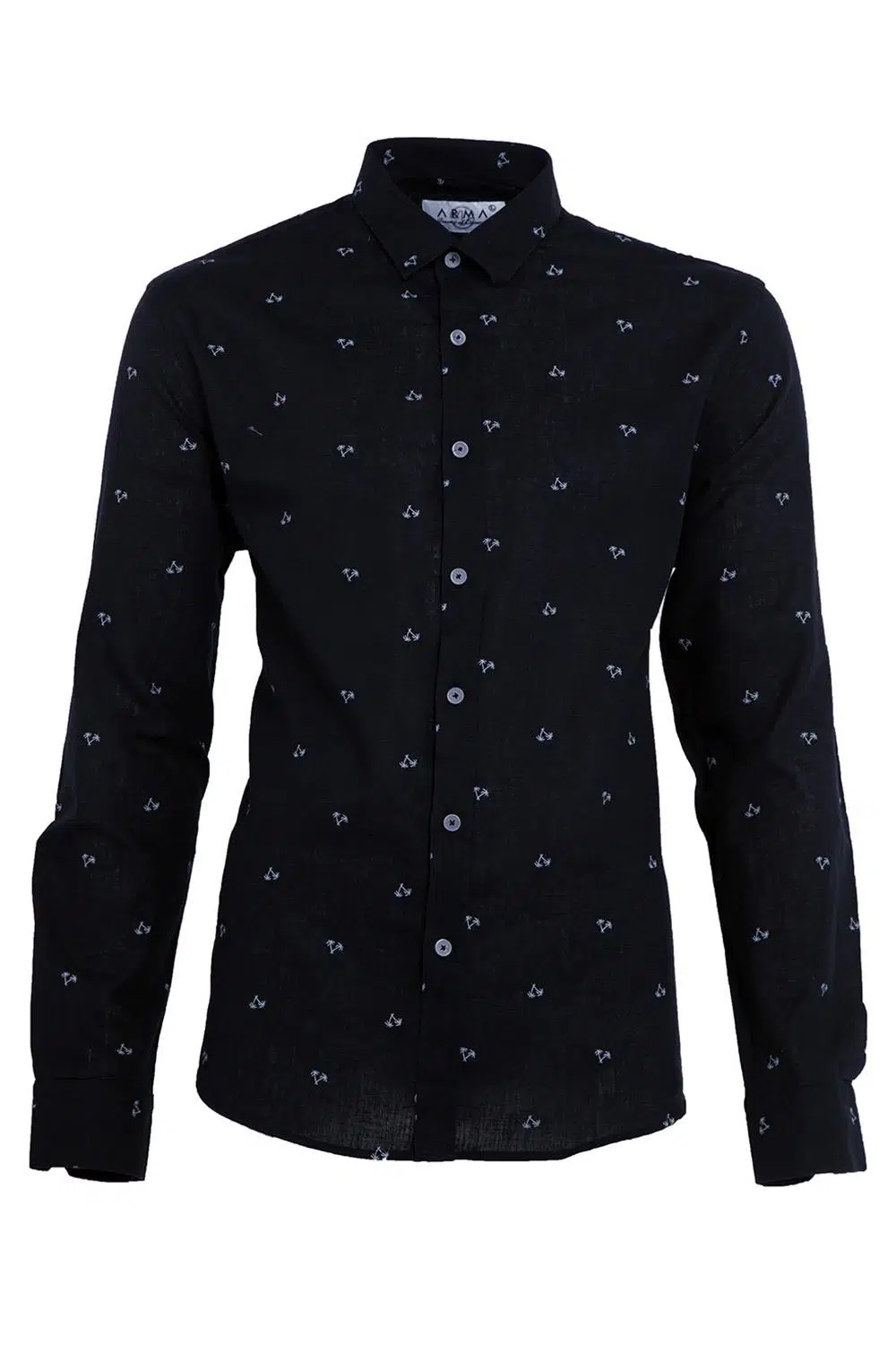 Ar-ma Erkek Gömlek Baskisiz Basic Düğme Kapamali Cepsiz Uzun Kollu Gömlek Regular Fit Y21485115801 - Siyah-S1