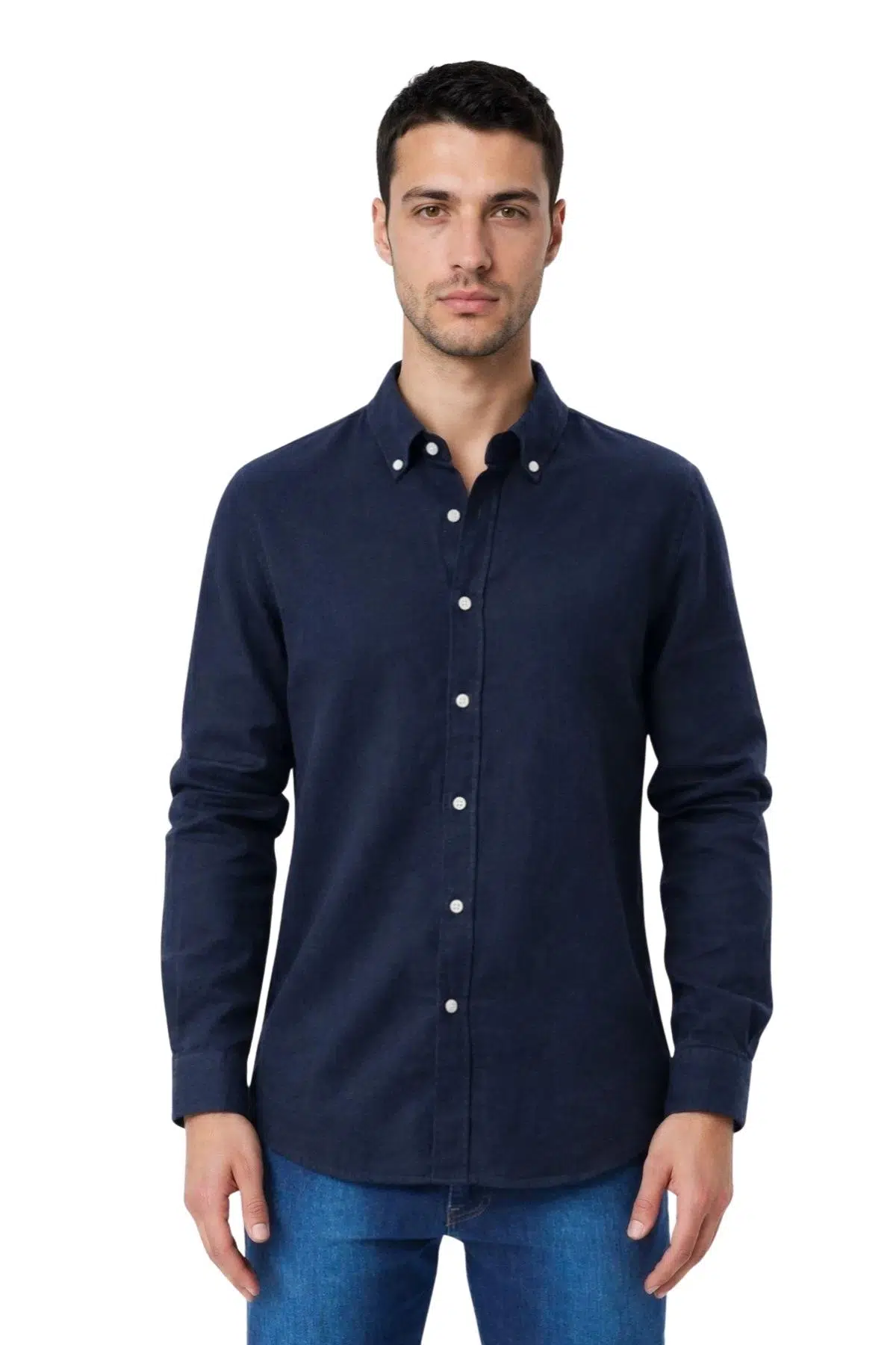 Ar-ma Erkek Gömlek Baskisiz Basic Düğme Kapamali Cepsiz Uzun Kollu Gömlek Regular Fit Y31485118102 - Lacivert-L1