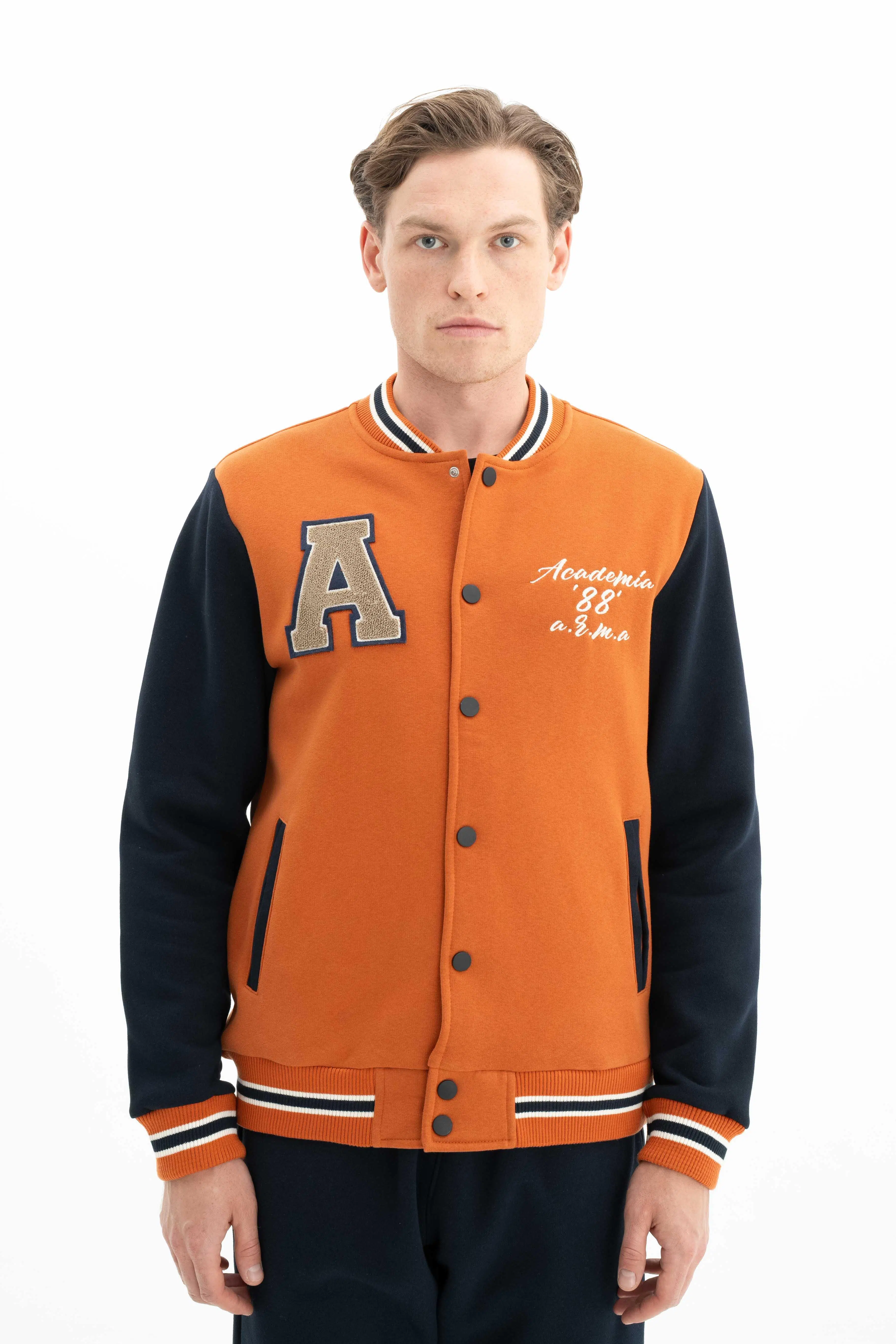 Ar-ma Erkek Mont Yazi Baskili Kolej Yaka Düğme Kapamali Yandan Cepli Örme Kumaş Regular Fit %70 Pamuk %30 Polyester 30/1 Şardonlu Üç İplik K26264650001 - Pembe-P4