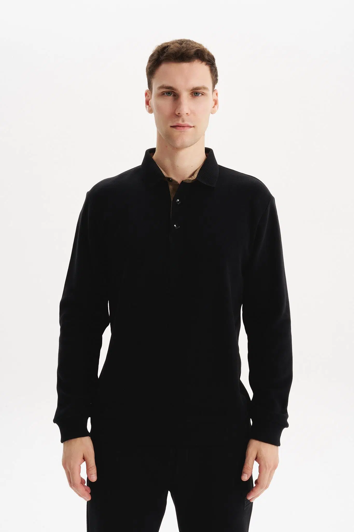 Ar-ma Erkek Polo Yaka Sweatshirt Basic Baskisiz Cepsiz Örme Kumaş Regular Fit %65 Pamuk %35 Polyester 30/2 Karbon Firçali Selanik K30564699202 - Siyah-S1