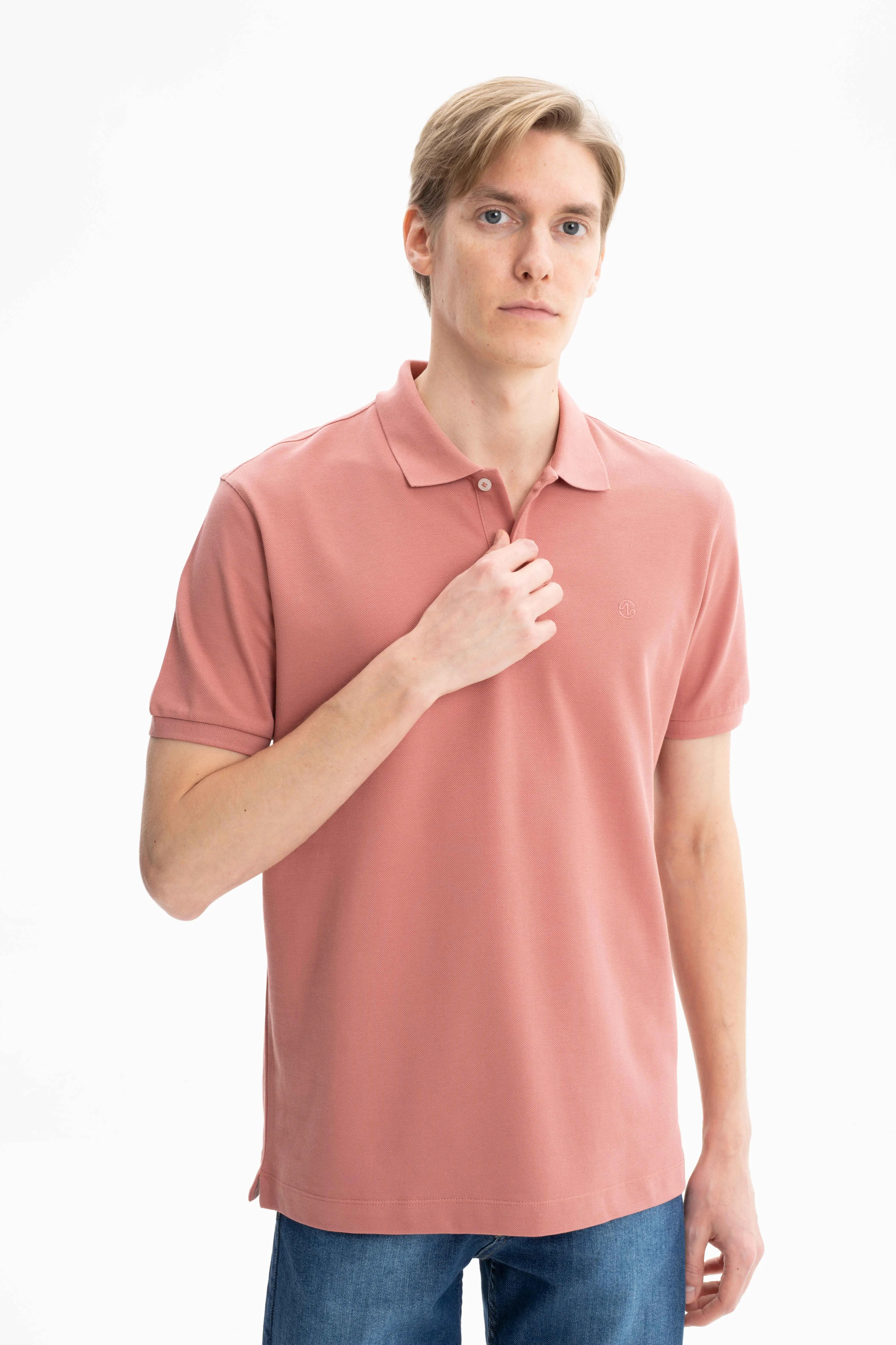 Ar-ma Erkek Polo Yaka Tişört Baskisiz Basic Örme Kumaş Büyük Beden %100 Pamuk 30/1 Çift Toplama Penye Pike Y27374867101 - Pembe-P3