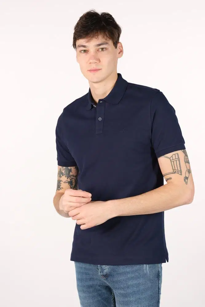 Ar-ma Erkek Polo Yaka Tişört Baskisiz Basic Örme Kumaş Büyük Beden %95 Pamuk %5 Likra 30/1 Tek Toplama Licrali Pike Y22374869601 - Lacivert-L1